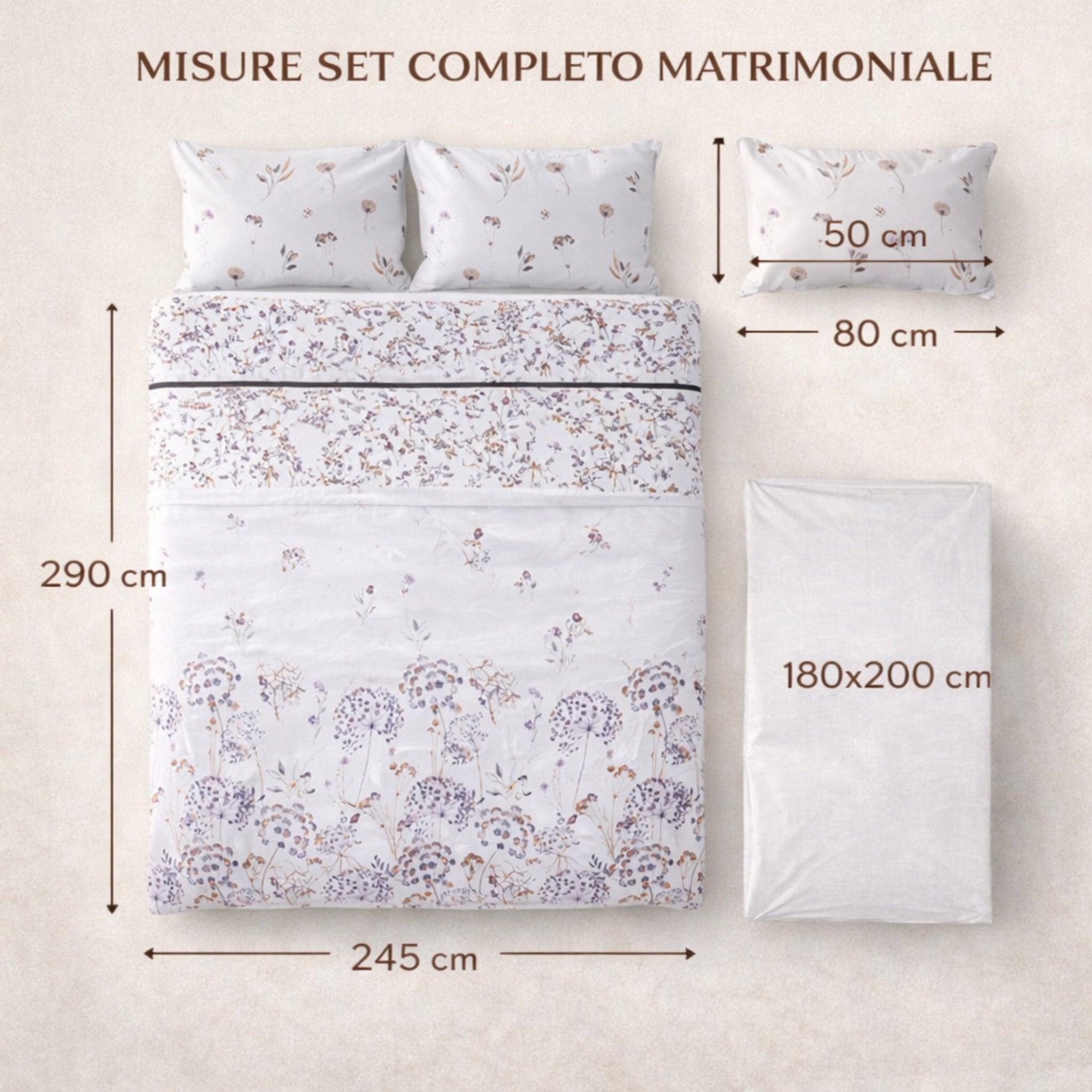 Misure completo lenzuola matrimoniale 245x290 180x200