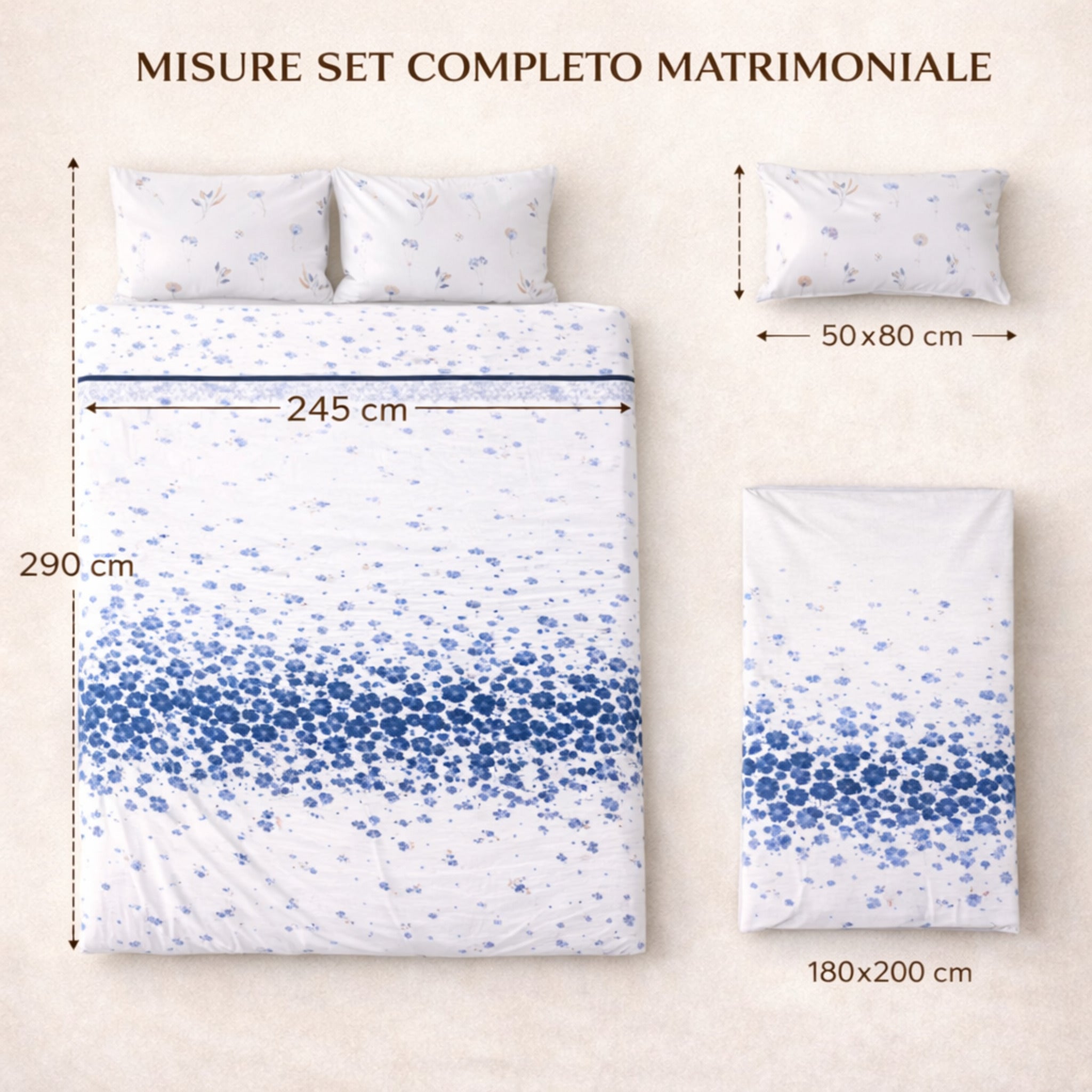 Misure completo lenzuola matrimoniale 245x290 180x200
