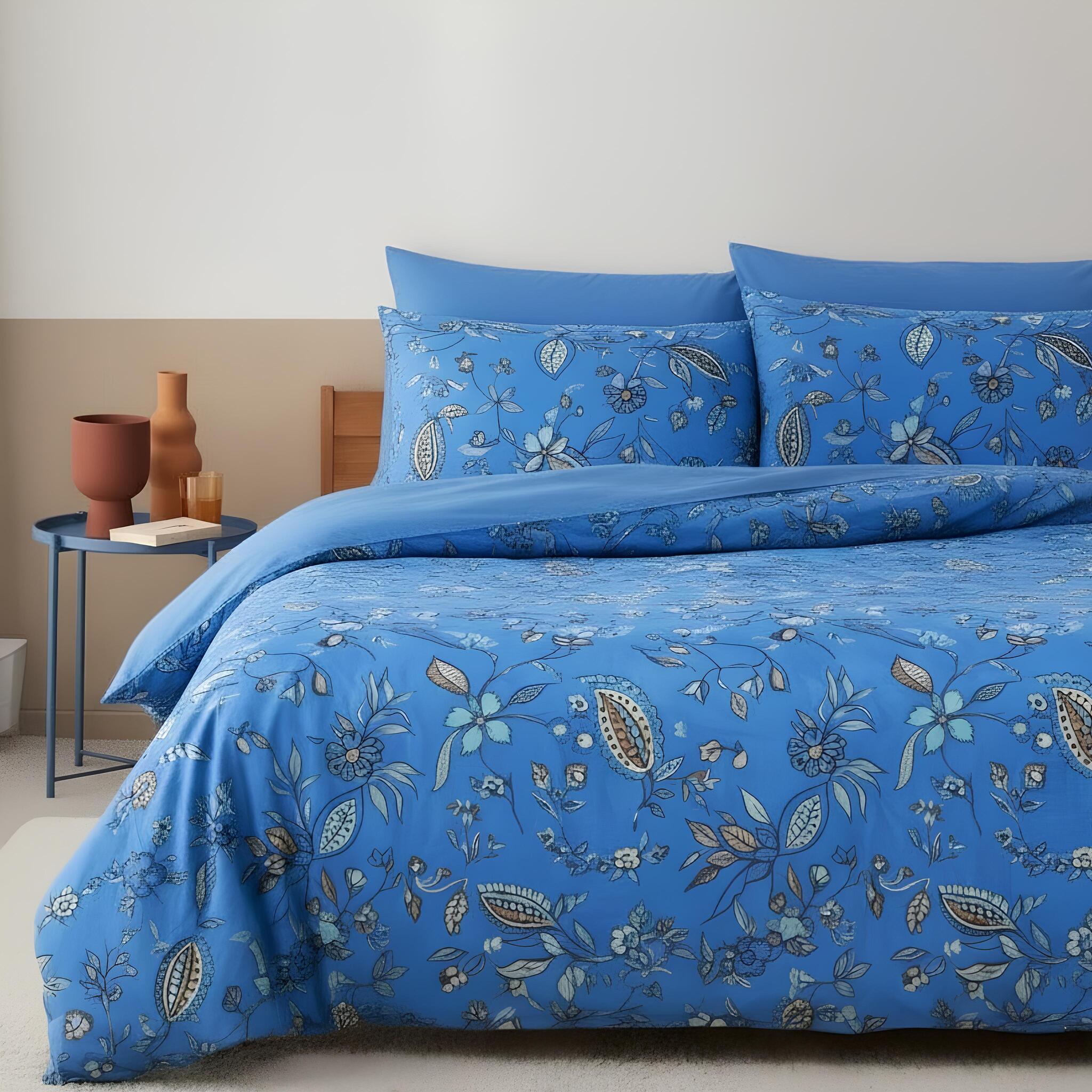 completo lenzuola matrimoniali bassetti sikar cotone blu