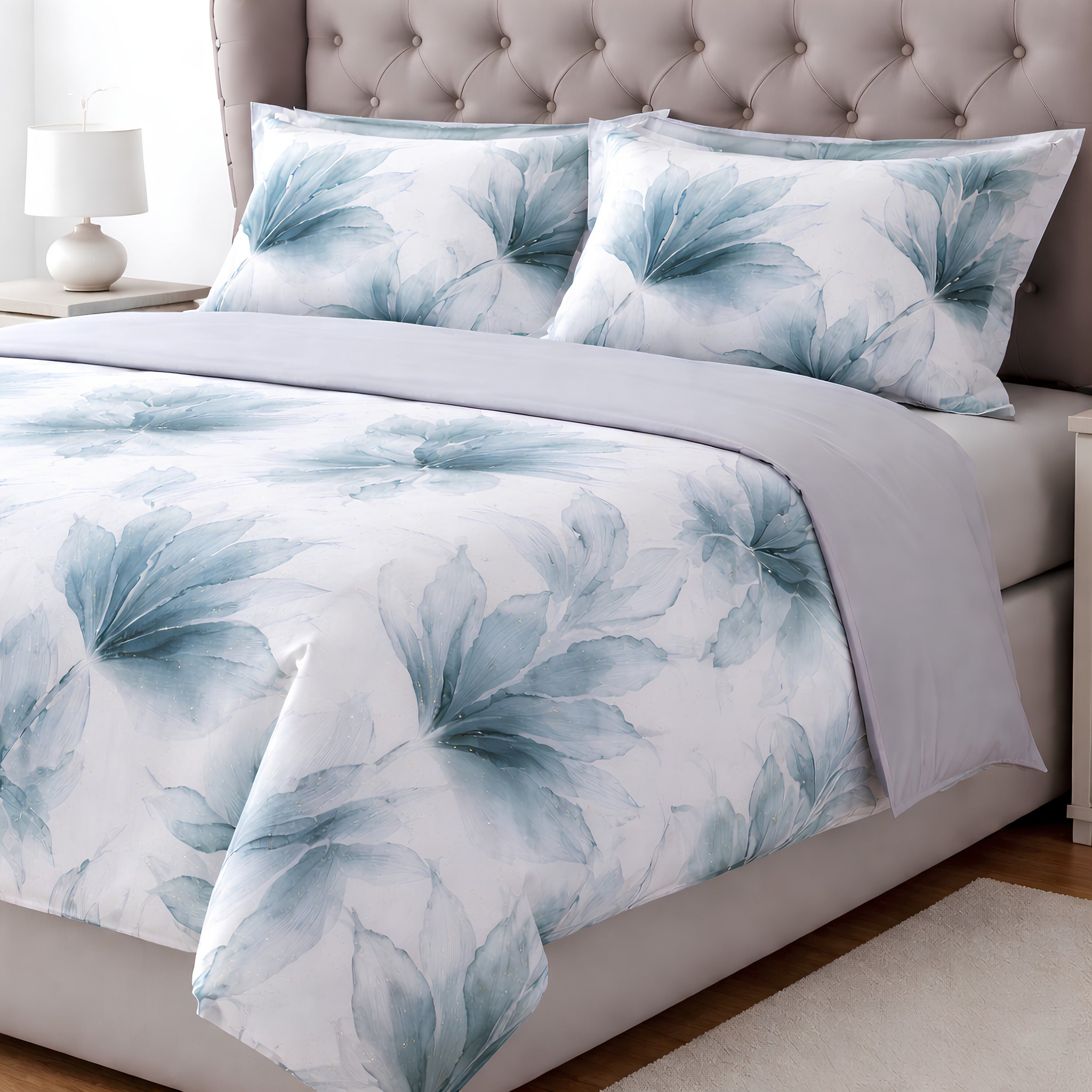 Completo lenzuola bianco floreale astratto elegante