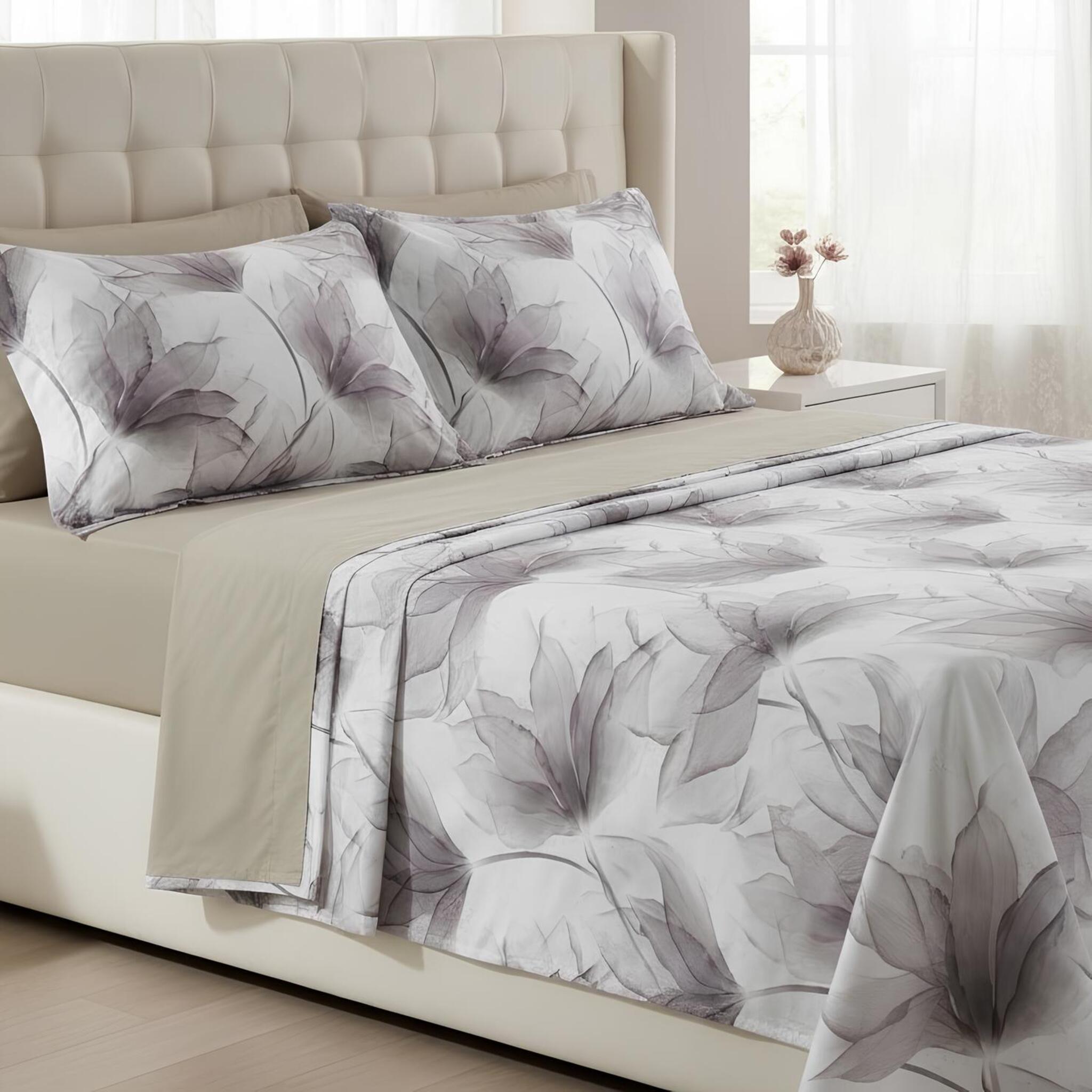 Completo lenzuola sabbia floreale astratto elegante