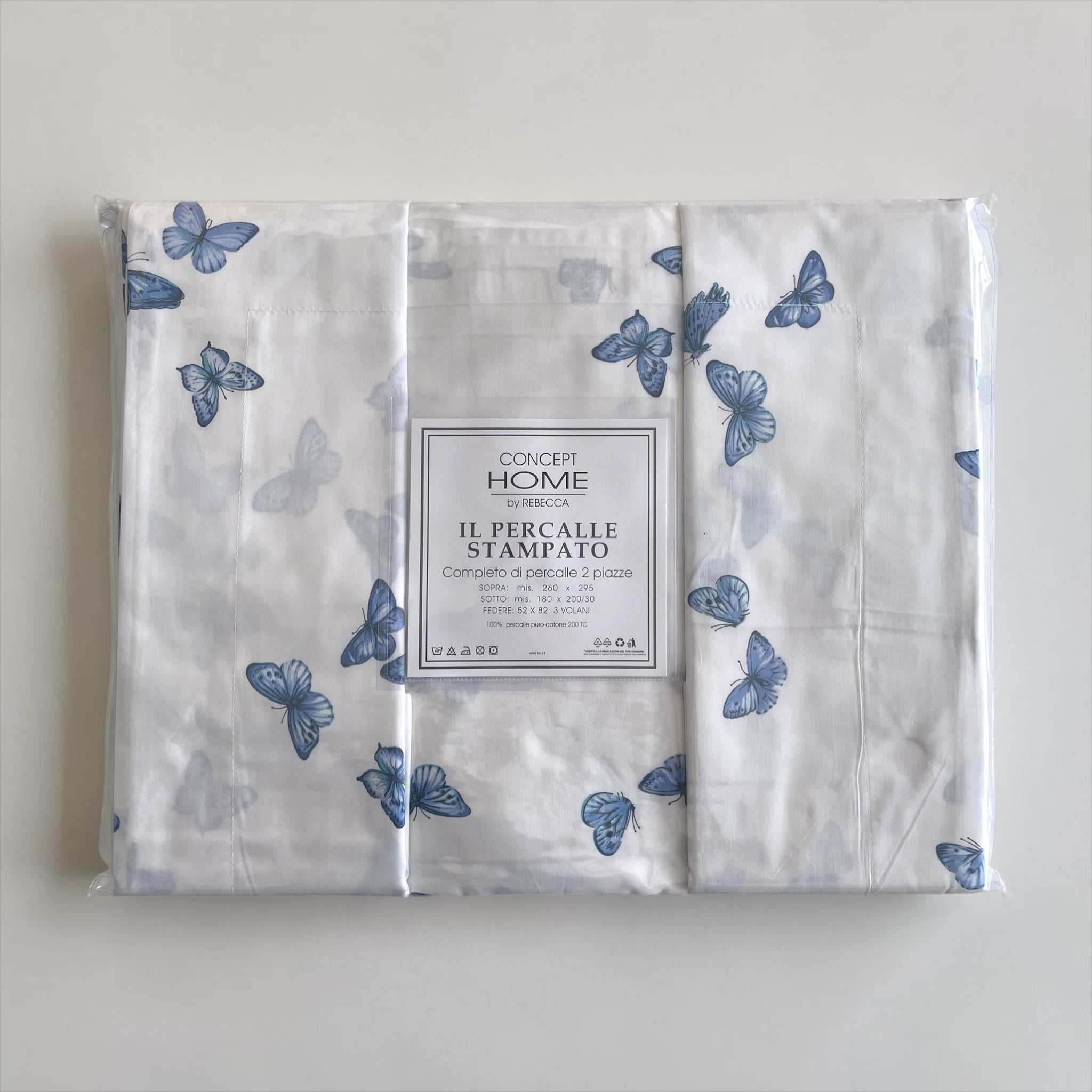 Confezione lenzuola percalle Rebecca Home azzurro