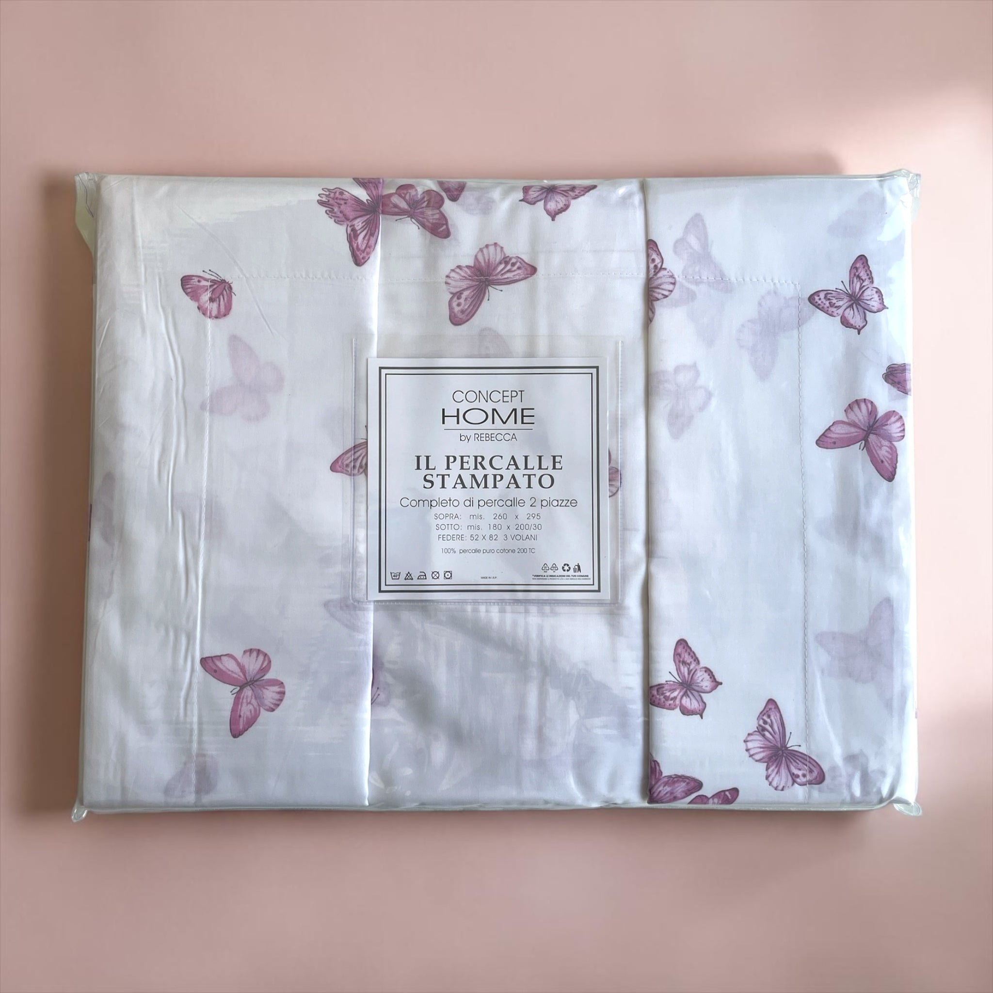 Set lenzuola percalle confezione rosa Rebecca Home