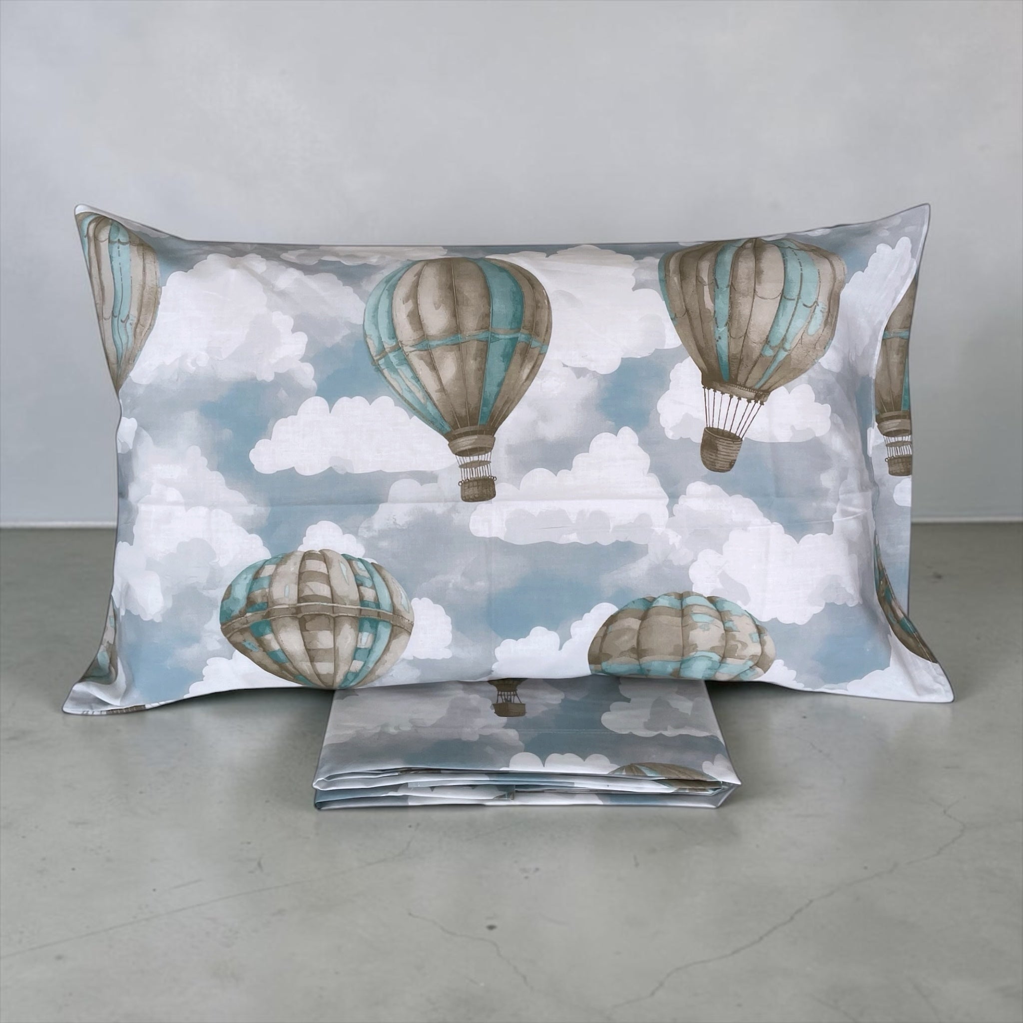 Lenzuola singole cotone nuvole cielo azzurro bambini