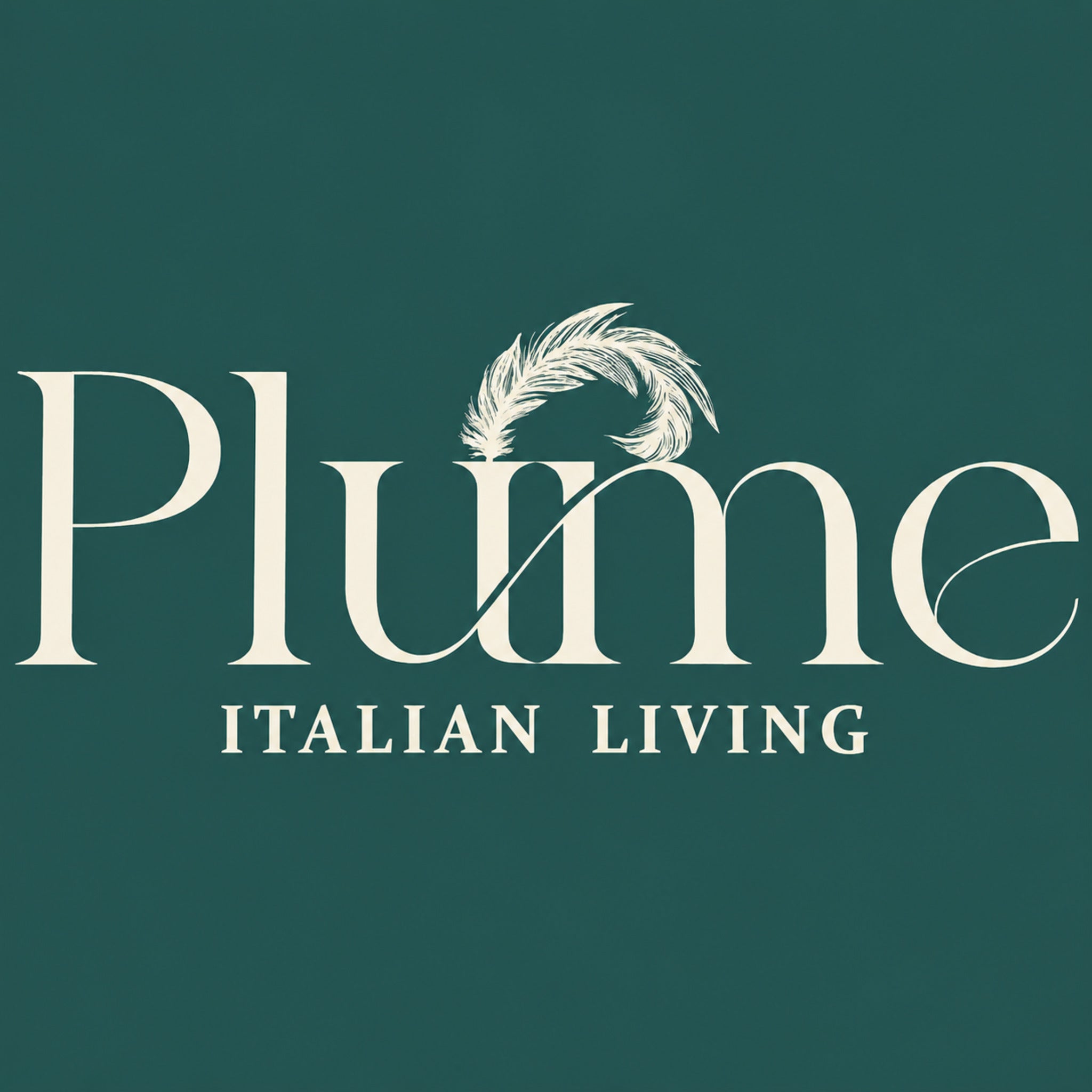 Logo Plume Italian Living, marca della tovaglia natalizia Snowland
