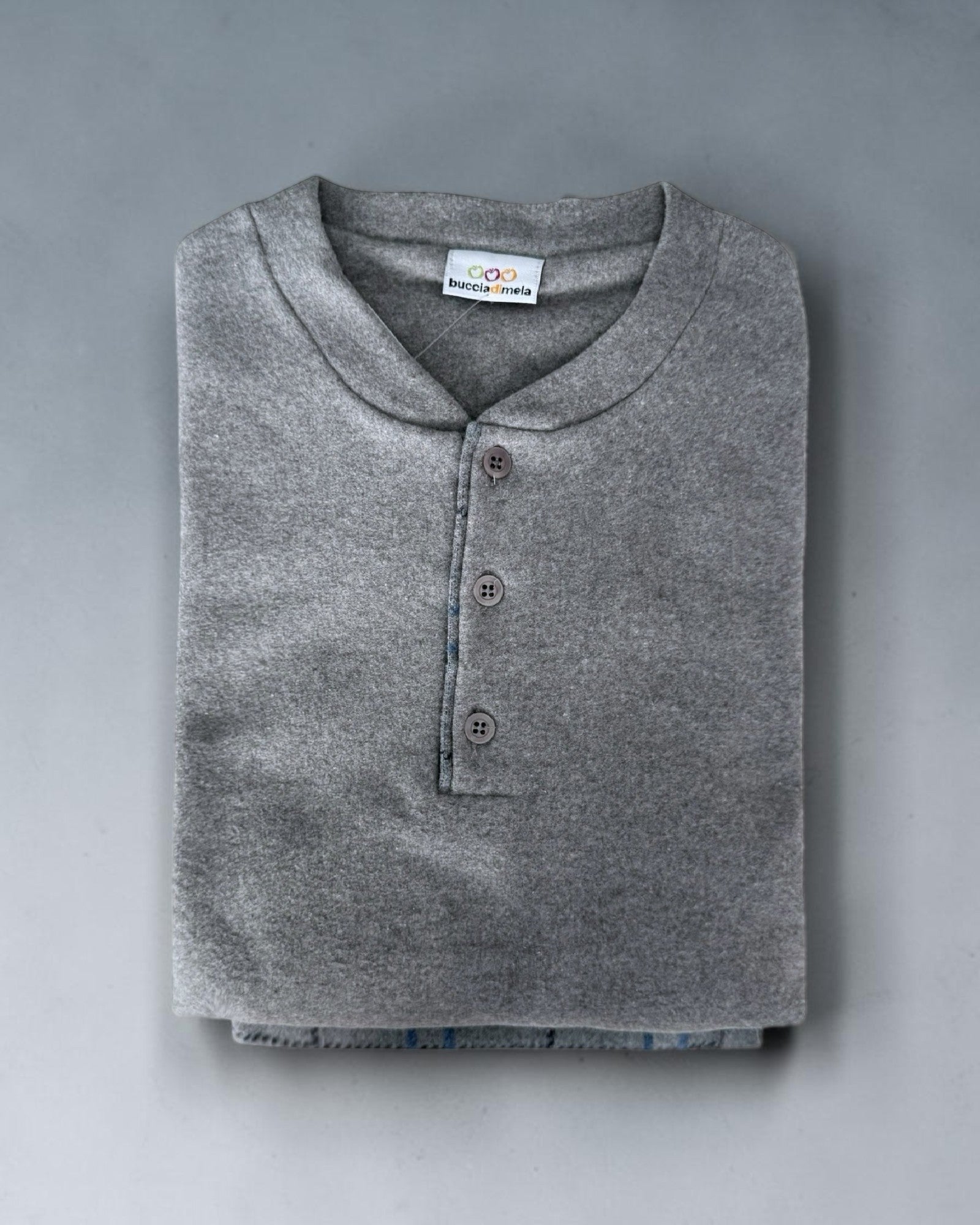 Maglia pigiama uomo Buccia di Mela I8864 grigia con girocollo serafino a 3 bottoni