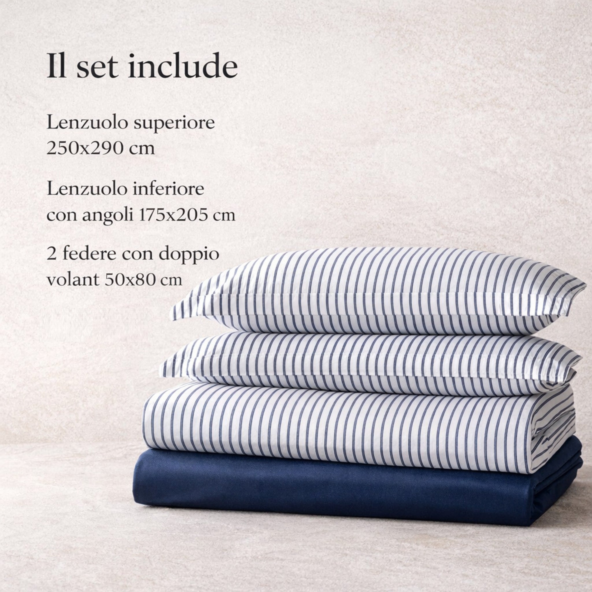 Misure completo lenzuola matrimoniale percalle
