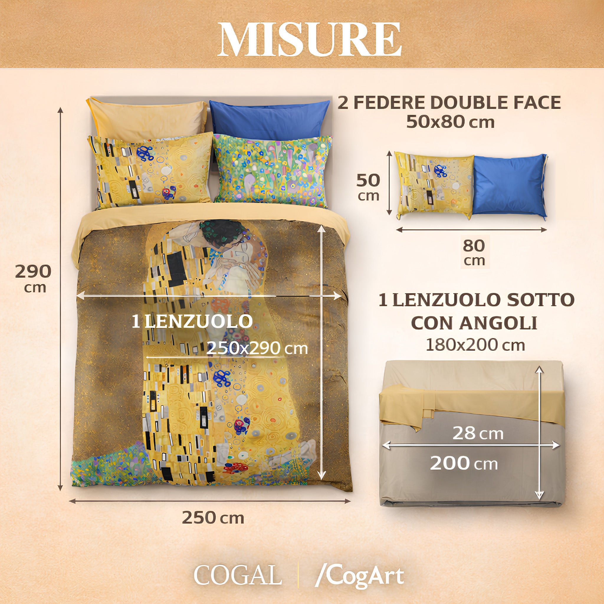 Misure completo letto matrimoniale 250x290 180x200