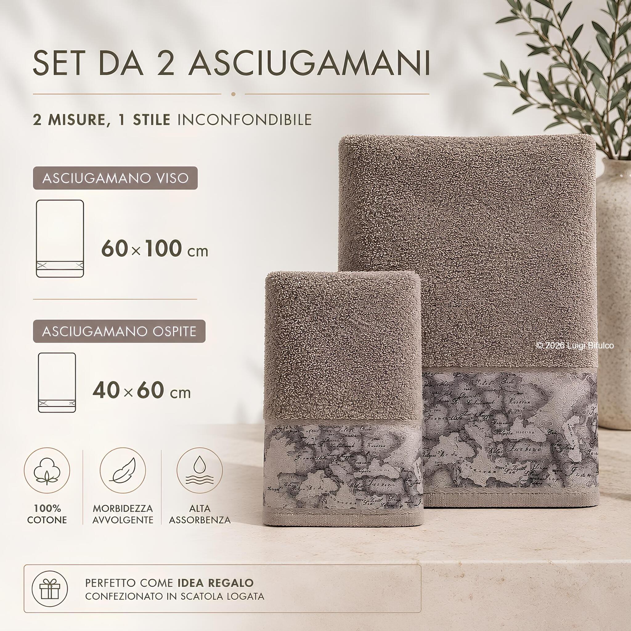 Misure set asciugamani Alviero Martini Geo Country con asciugamano viso 60x100 cm e ospite 40x60 cm