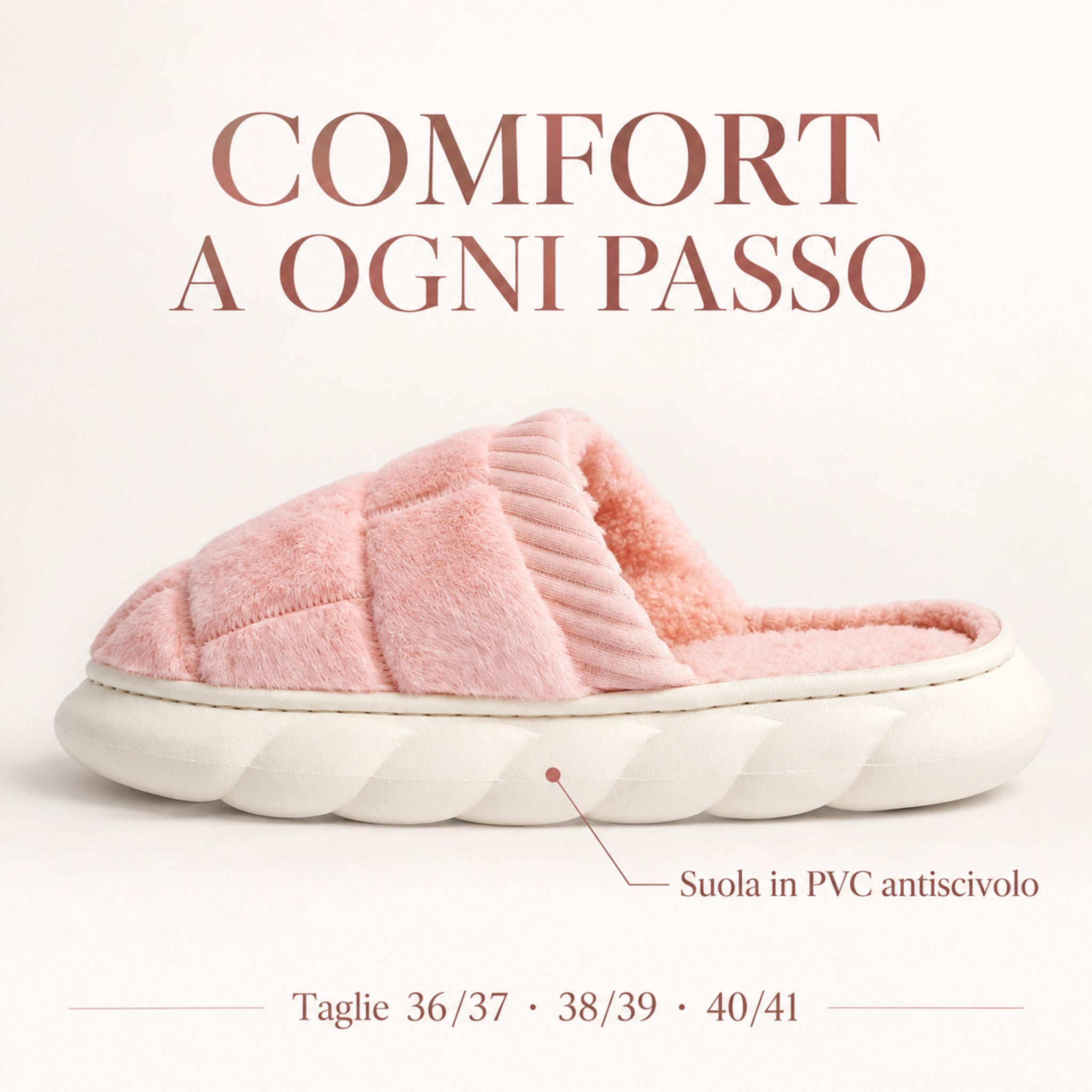 Pantofole Admas Art. 69025 Petalo con suola in PVC antiscivolo e coral fleece