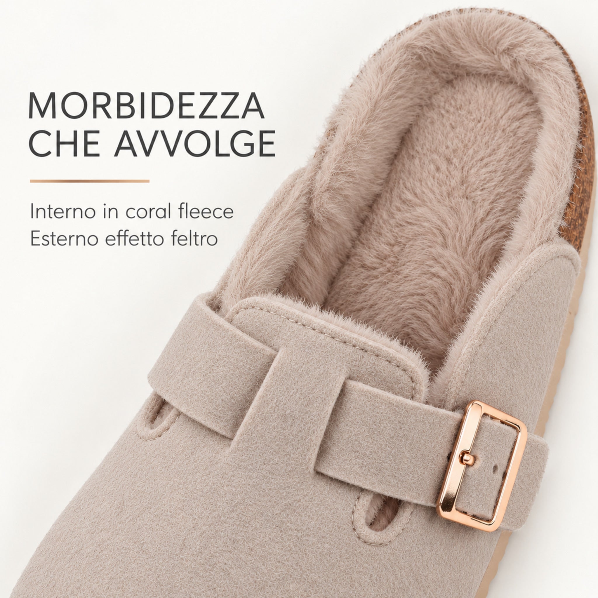 Interno in coral fleece delle pantofole donna Admas Boston beige Art. 69042