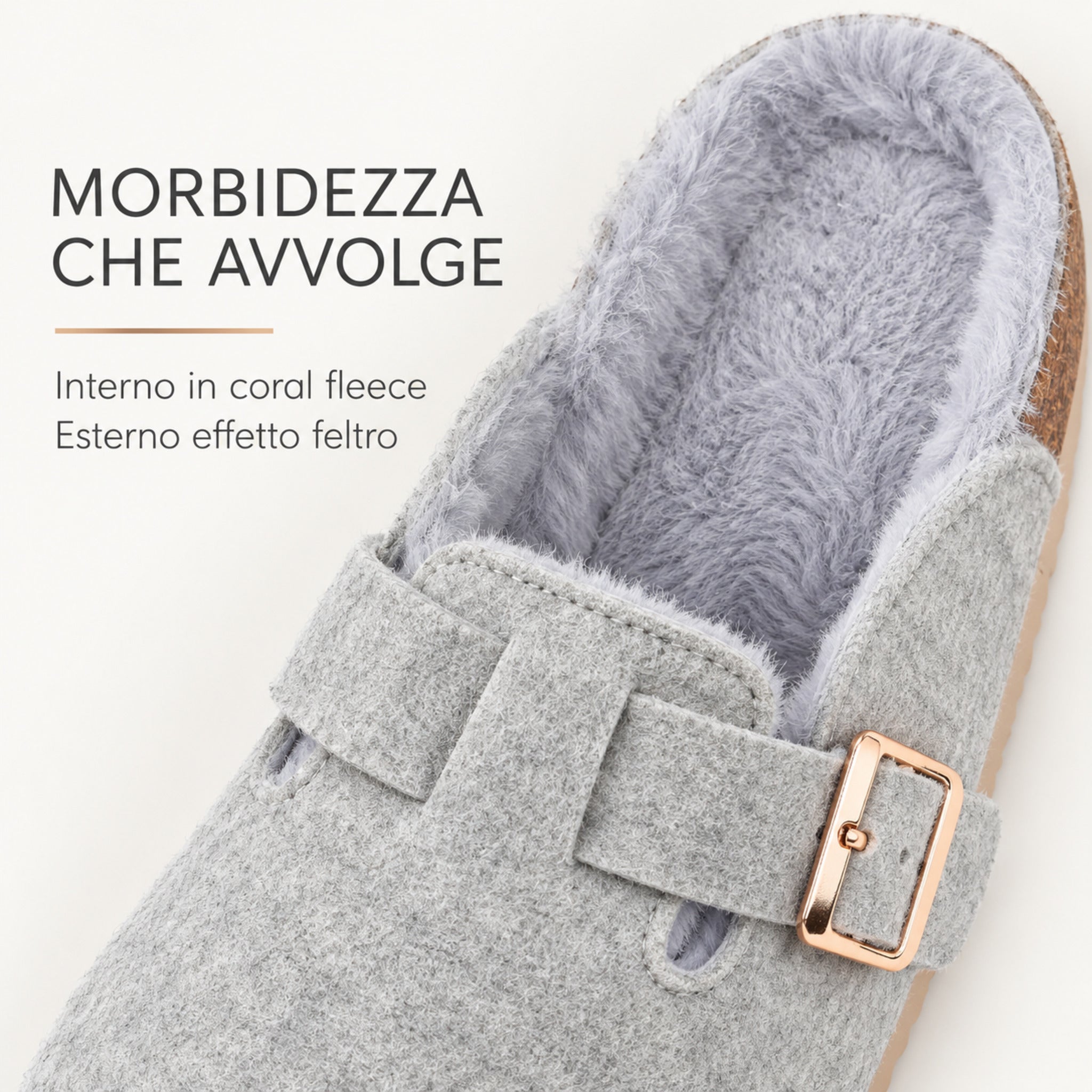 Interno morbido in coral fleece delle pantofole donna Admas Boston grigio
