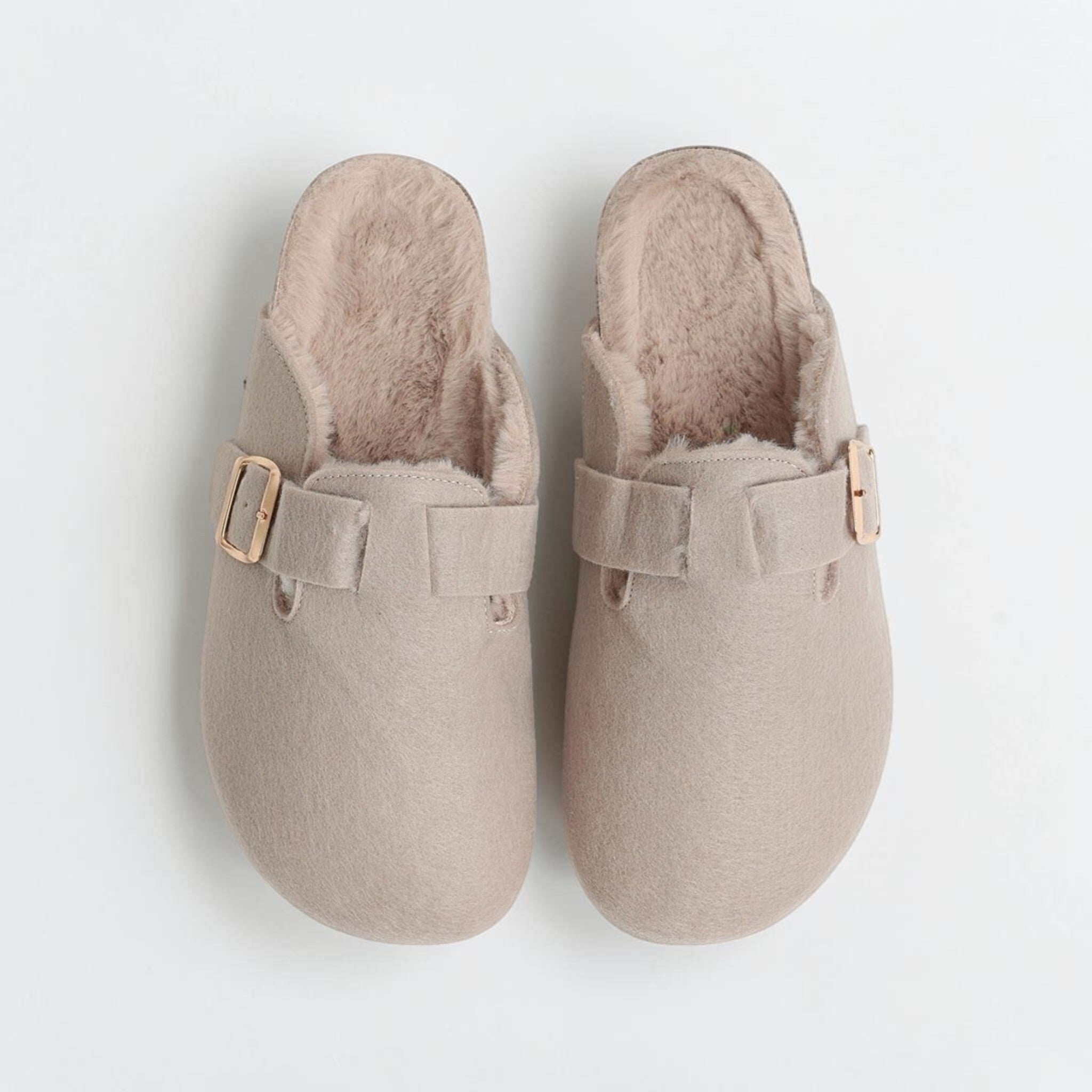 Pantofole donna Admas Boston beige con punta chiusa e interno morbido in coral fleece