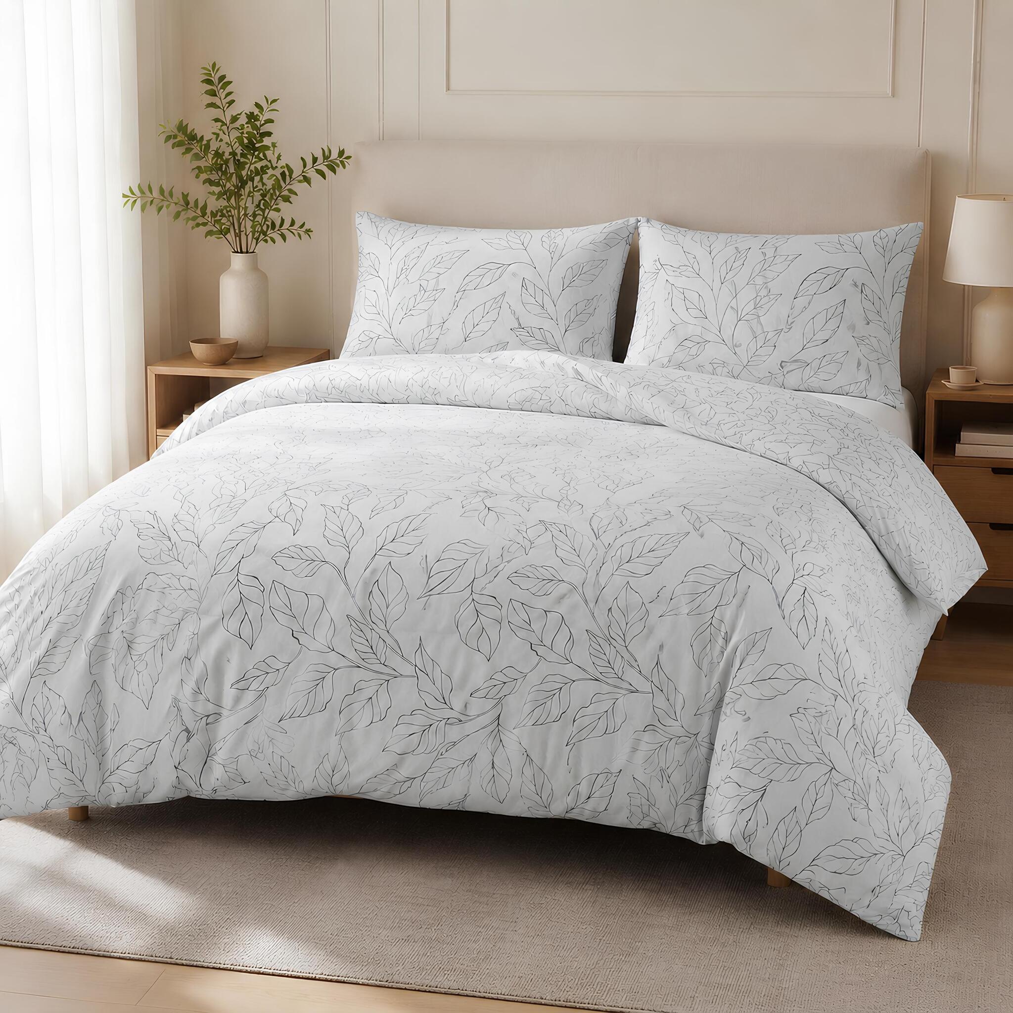 Parure copripiumino matrimoniale Zambaiti Prion grigio 100% cotone su letto