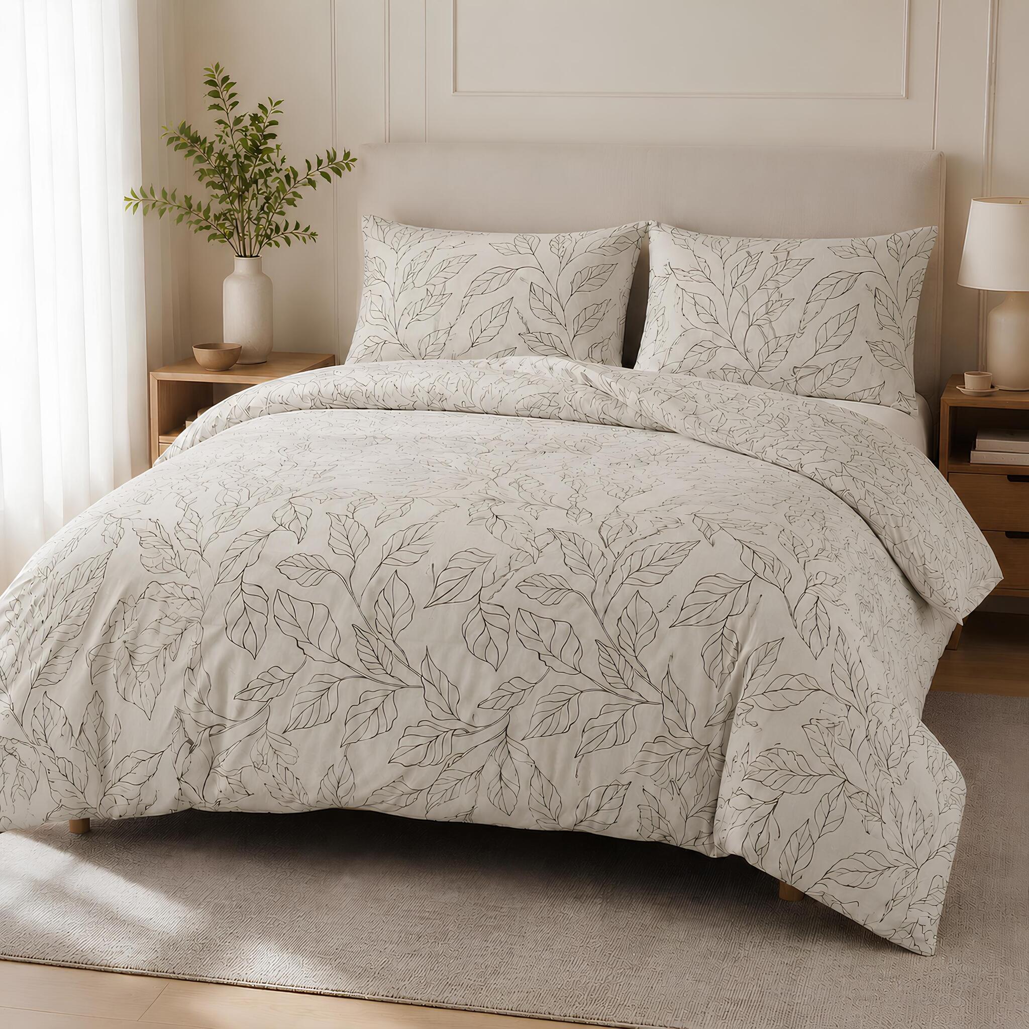 Parure copripiumino matrimoniale Zambaiti Prion tortora 100% cotone su letto