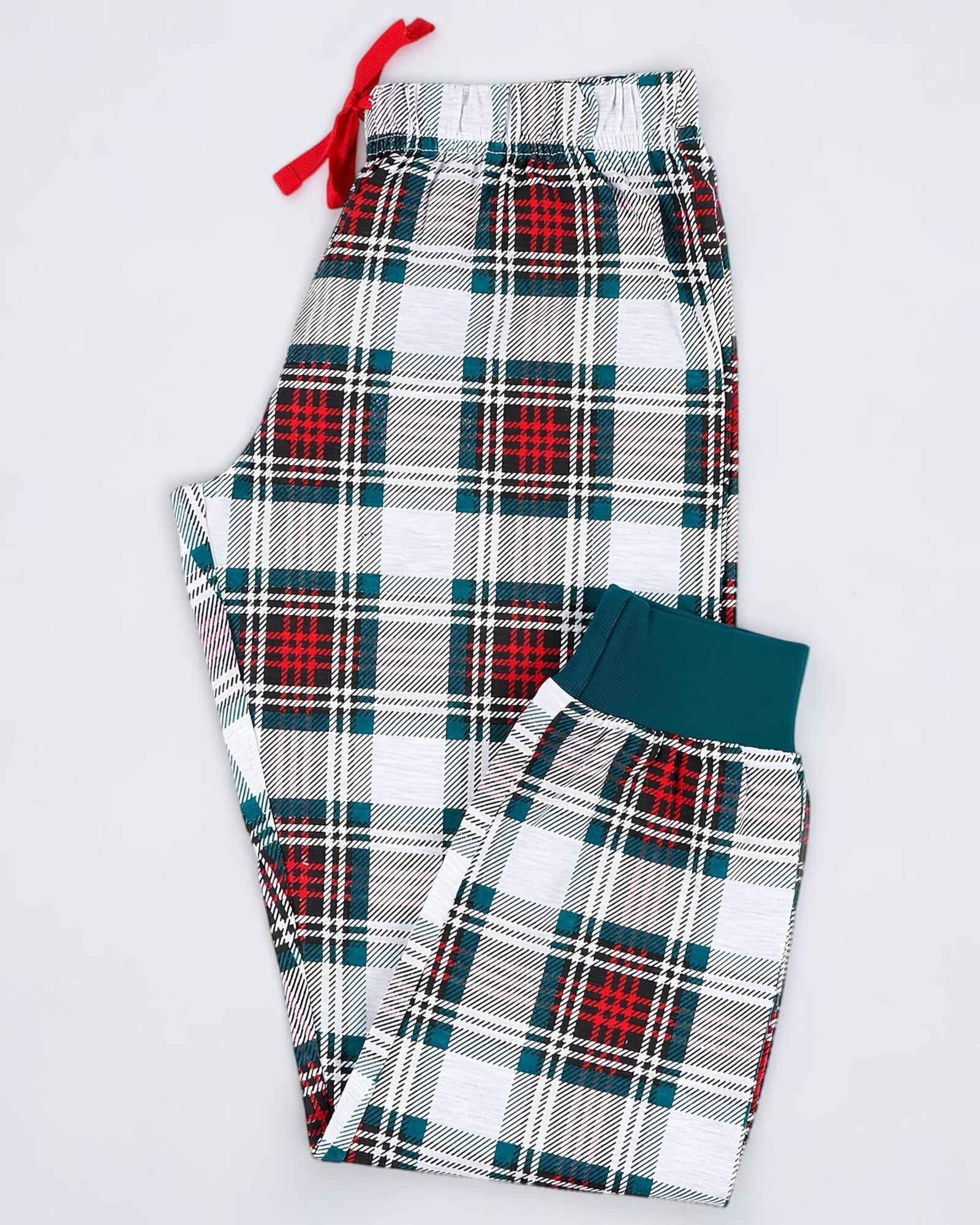 Pantalone scozzese tartan verde rosso e bianco del Pigiama Bambina Admas 55215