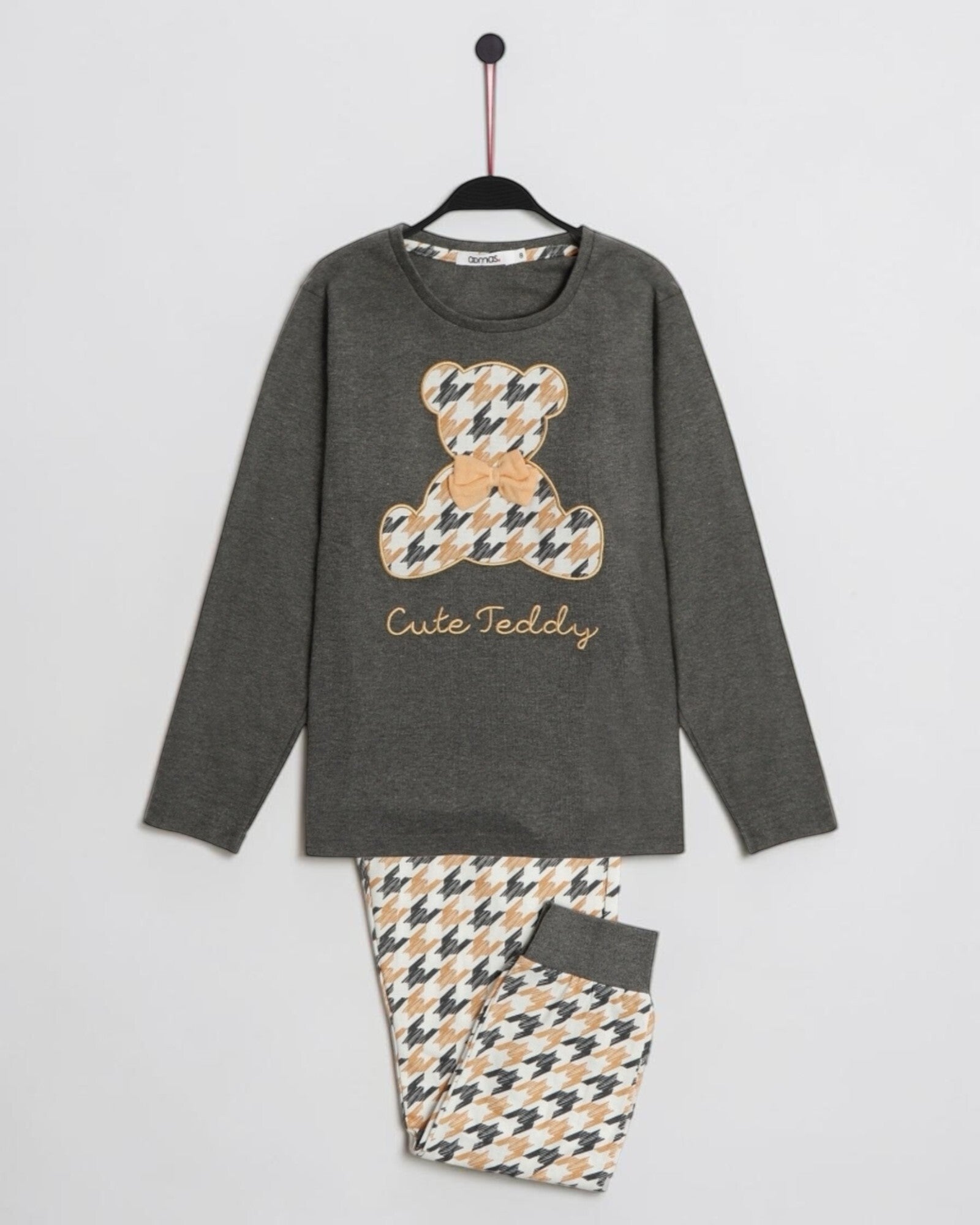 Pigiama bambina Admas 56210 completo con maglia Cute Teddy e pantalone pied de poule