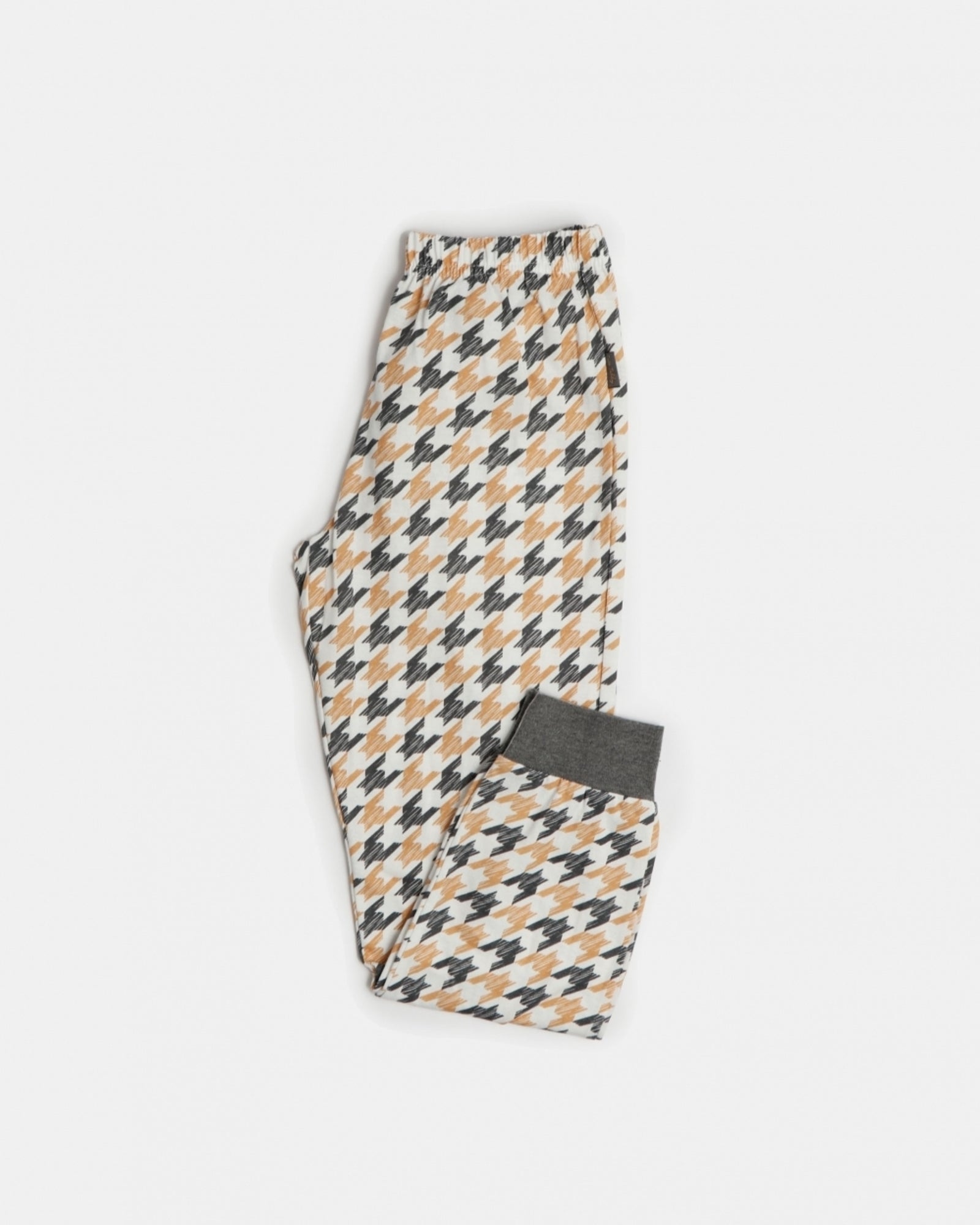 Pantalone pied de poule beige e nero con polsini del pigiama bambina Admas 56210