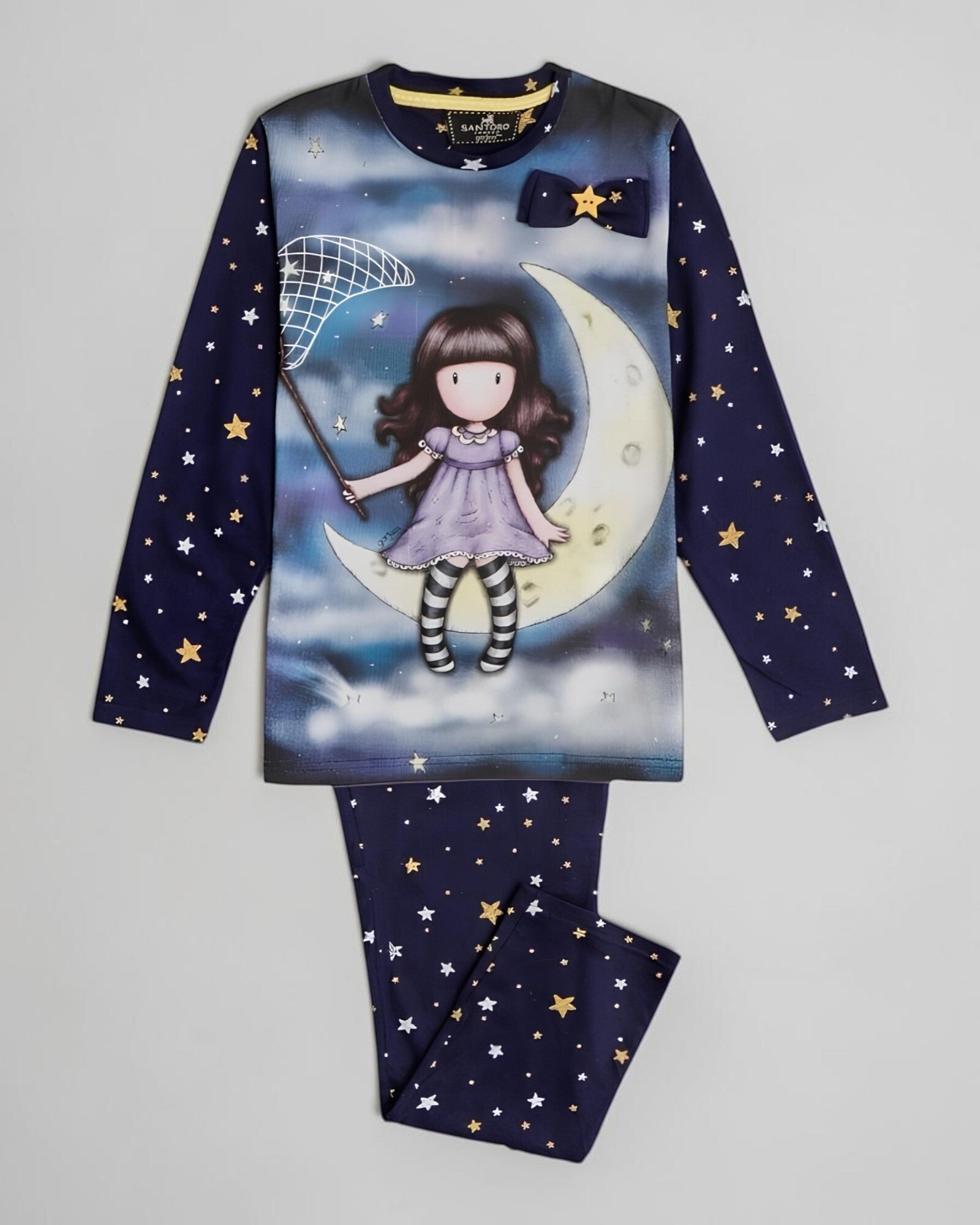 Completo Pigiama Bambina Santoro Gorjuss 56625 blu notte con maglia e pantalone stellato