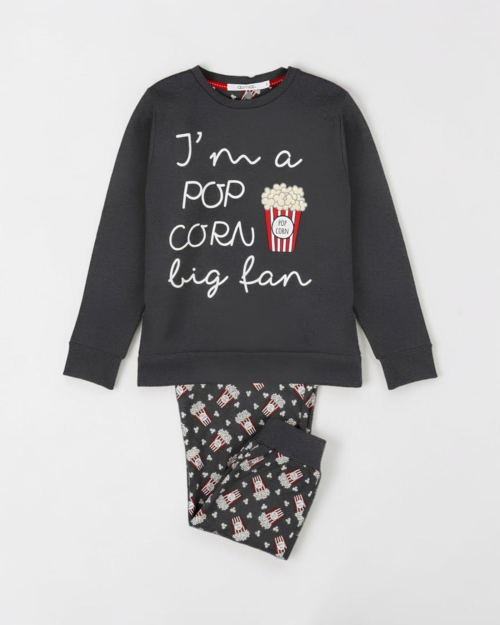 Pigiama bambino Admas Popcorn con maglia girocollo a maniche lunghe e pantaloni stampati con polsini