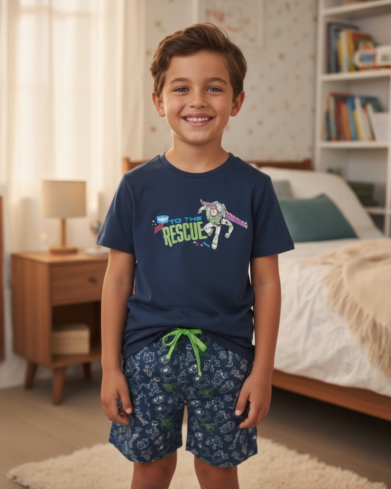Pigiama bambino Disney Toy Story Buzz Lightyear cotone estivo blu completo