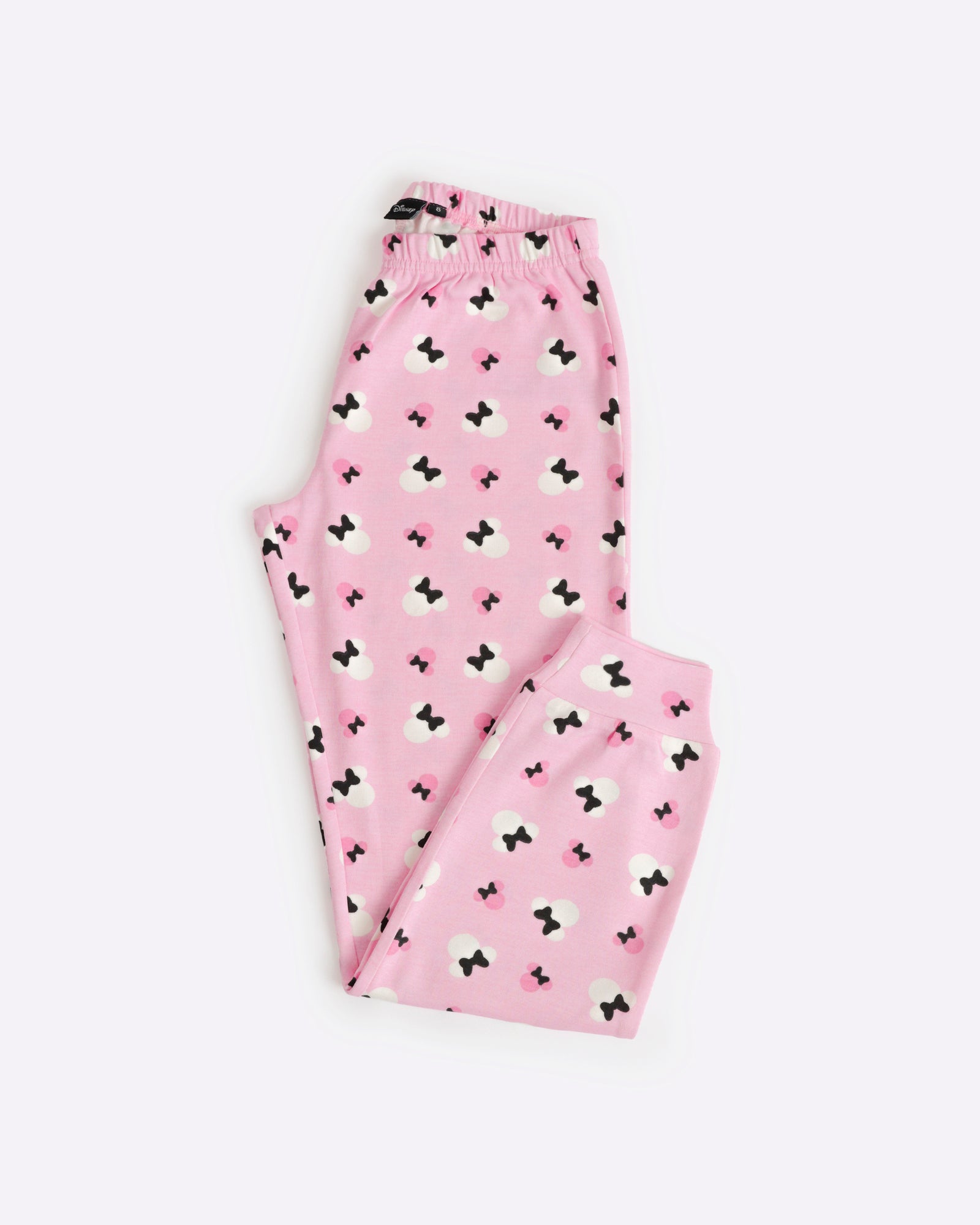 Dettaglio pantalone rosa con fantasia Minnie all-over del pigiama bambina Disney 62266