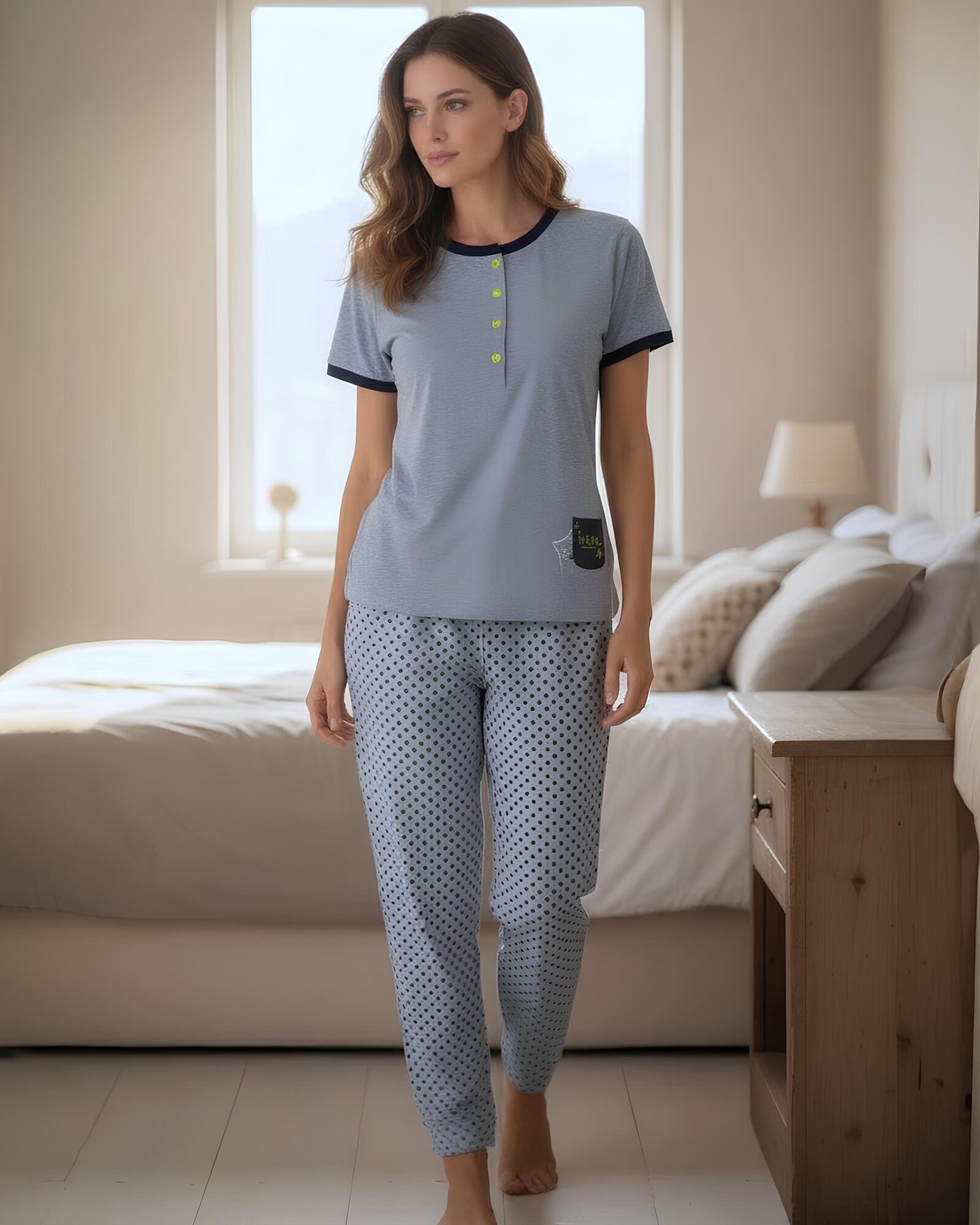 pigiama donna estivo in cotone buccia di mela art gdc 11983 c