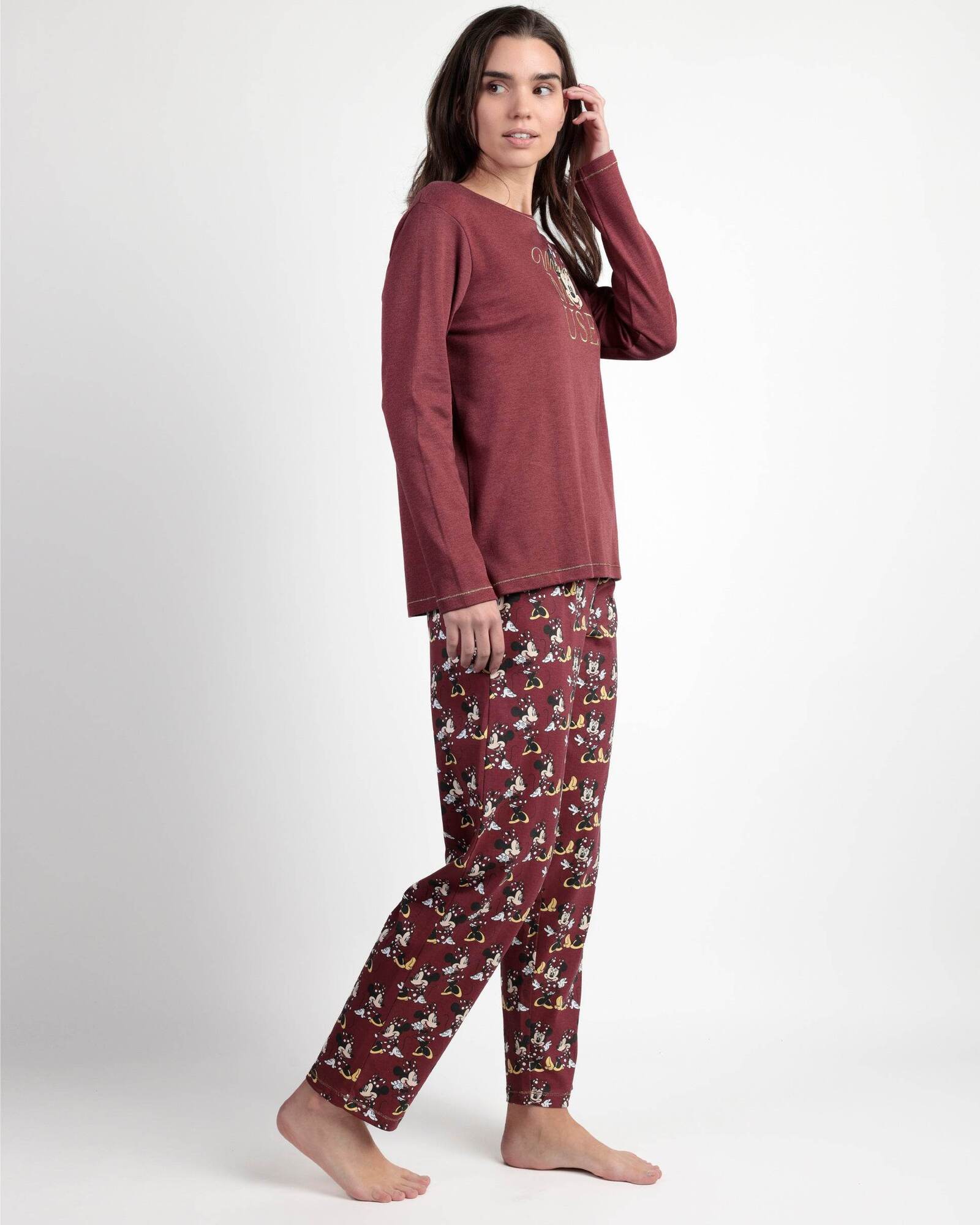 Pigiama donna Minnie Mouse Art. 63308 con pantaloni fantasia Disney all-over