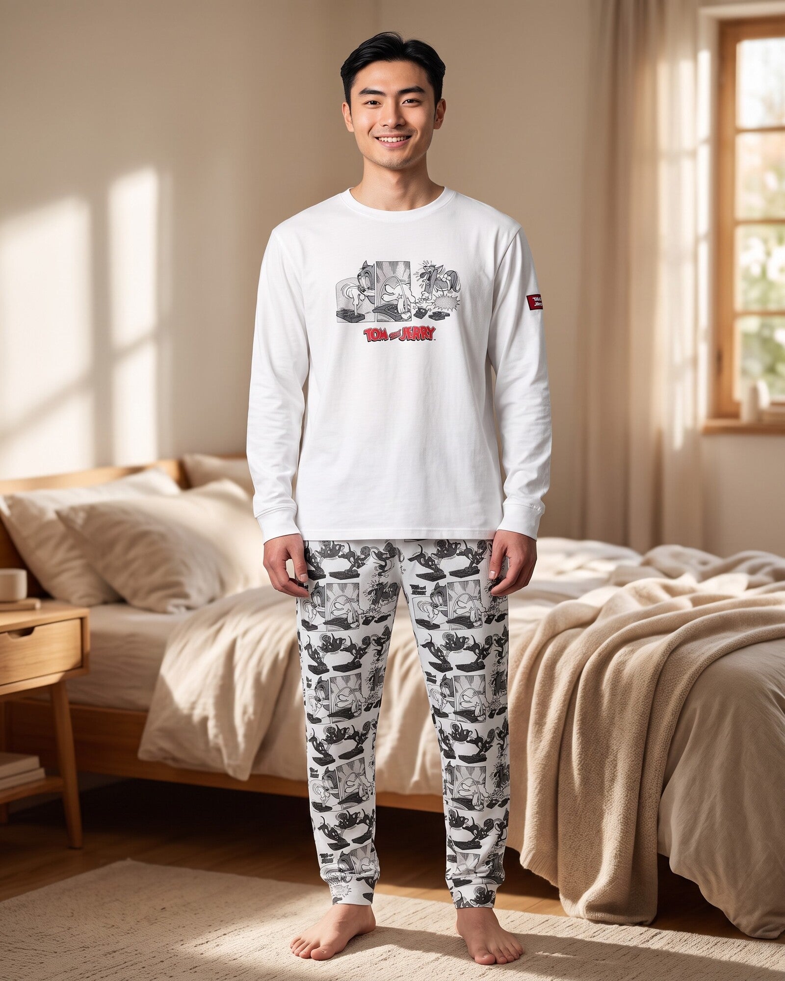 Pigiama uomo Gisela Tom & Jerry 20483 in caldo cotone indossato