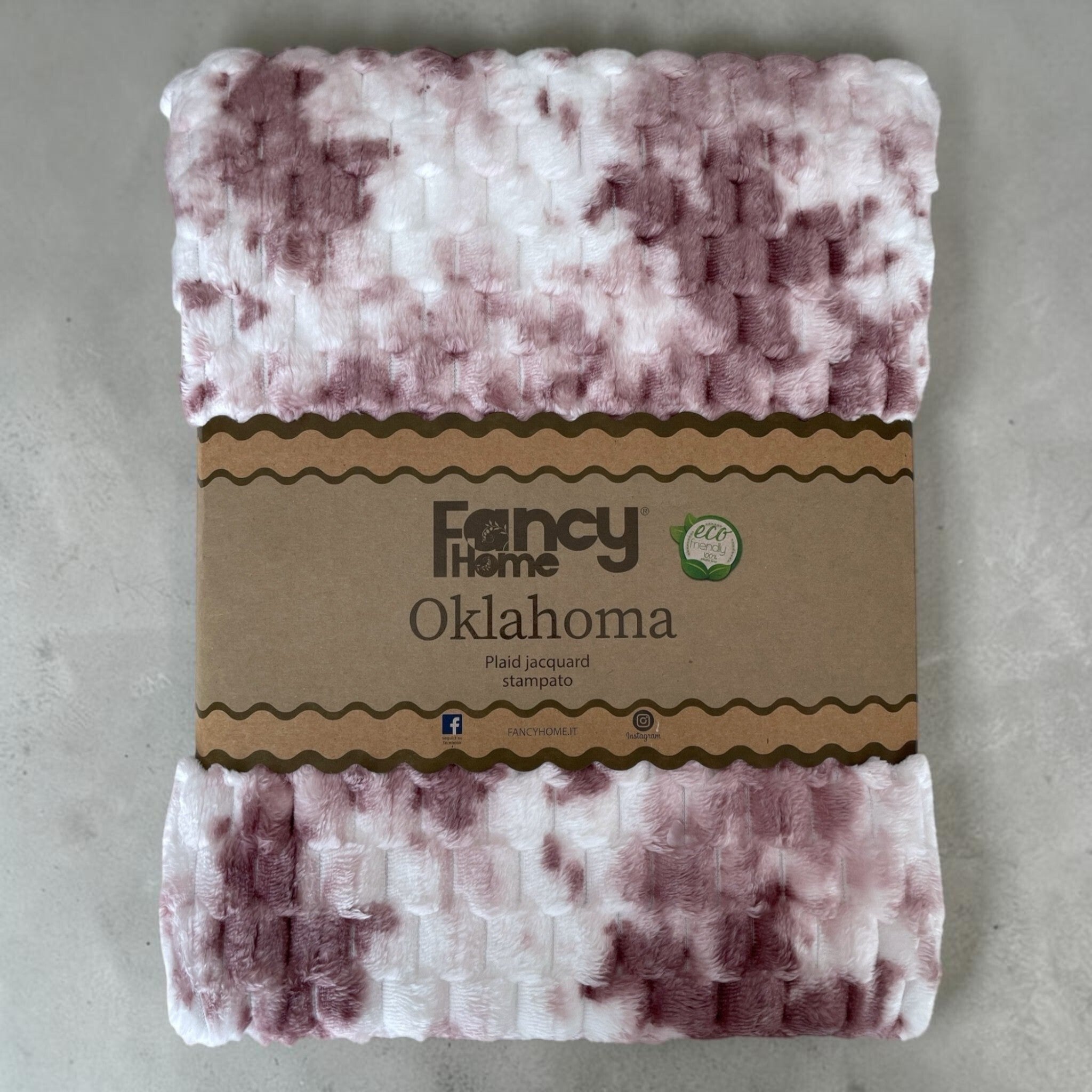 Plaid Fancy Home Oklahoma Malva piegato nella confezione originale