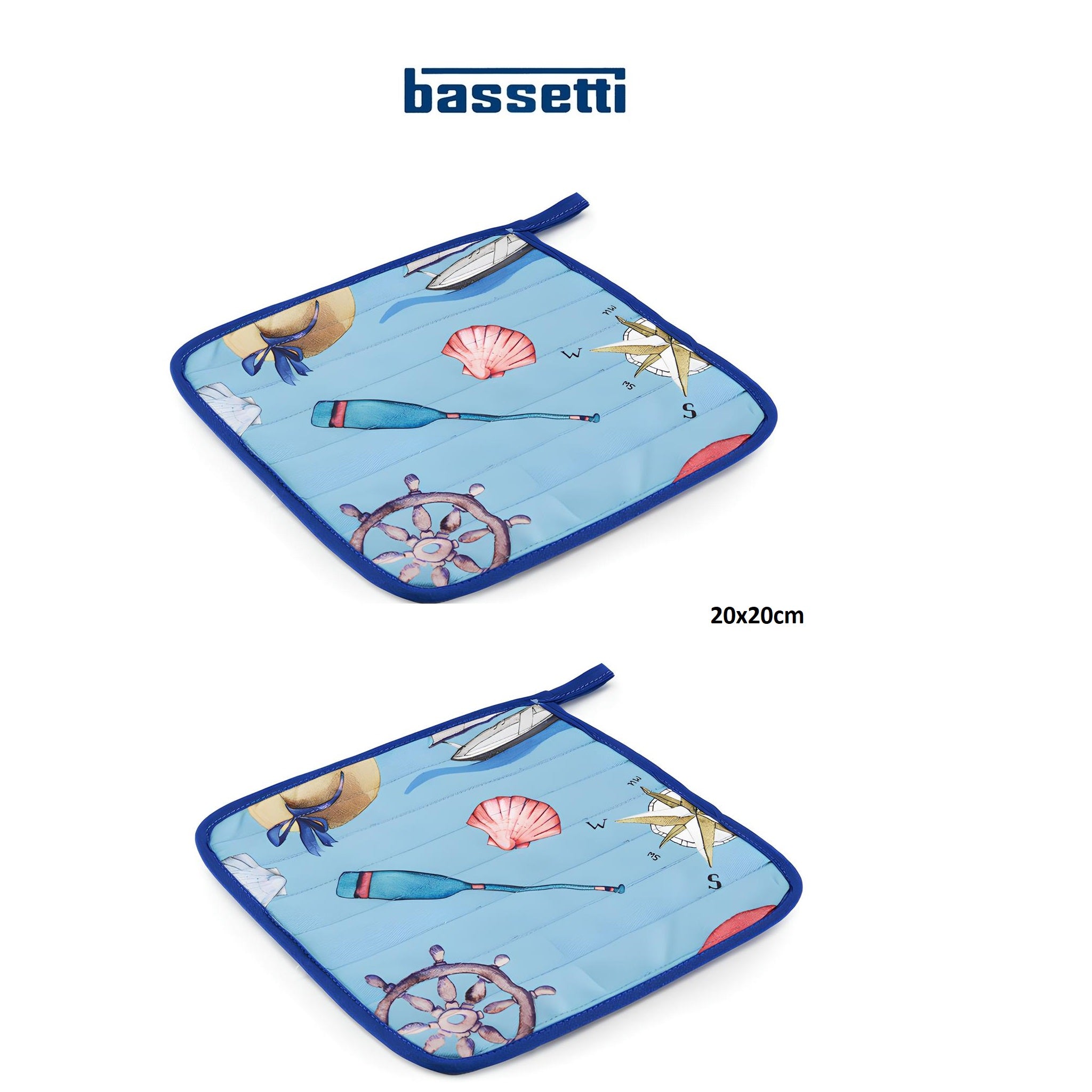 Set of 2 Bassetti cotton kitchen potholders Art. Regata