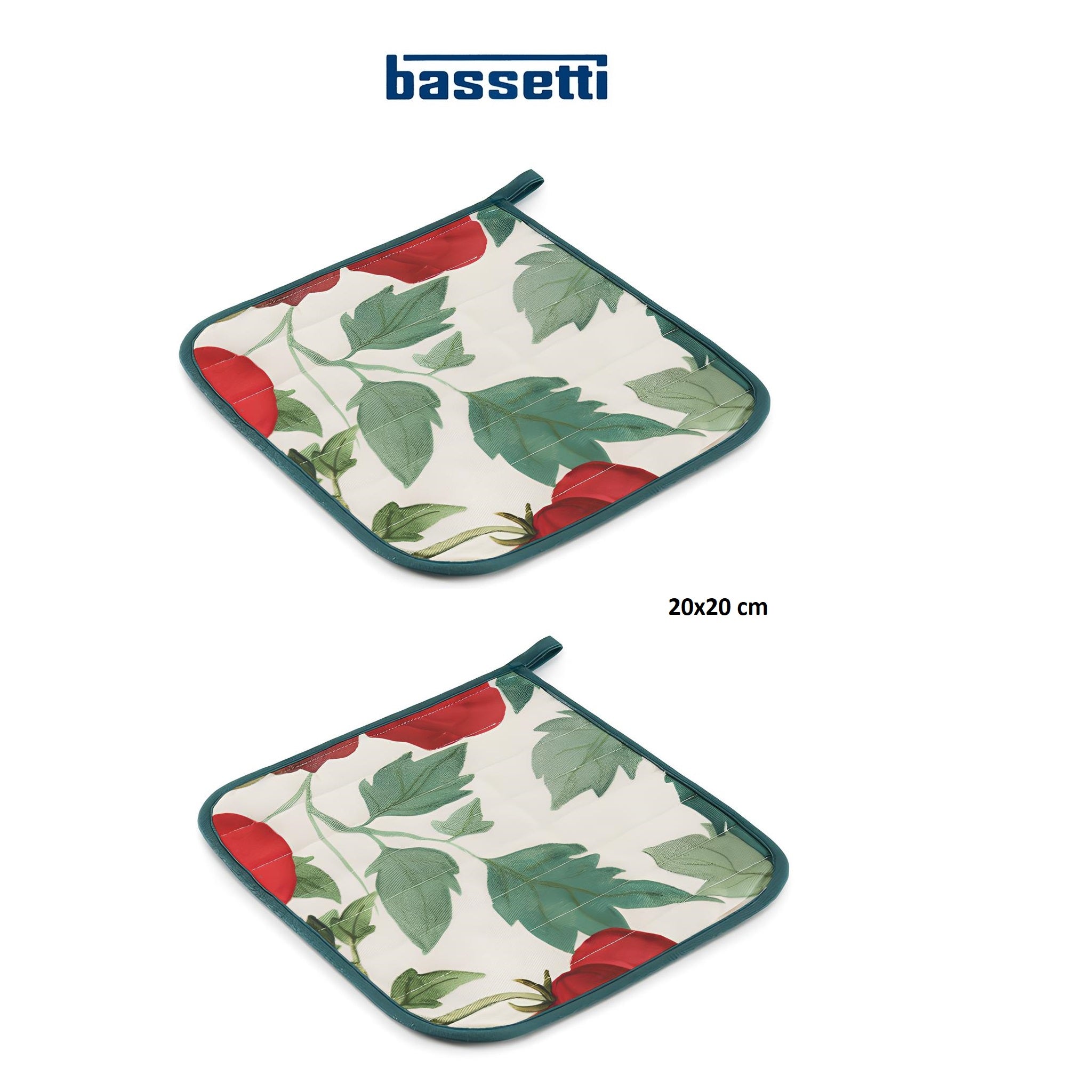 Set of 2 Bassetti cotton kitchen potholders Art. Tomatoes