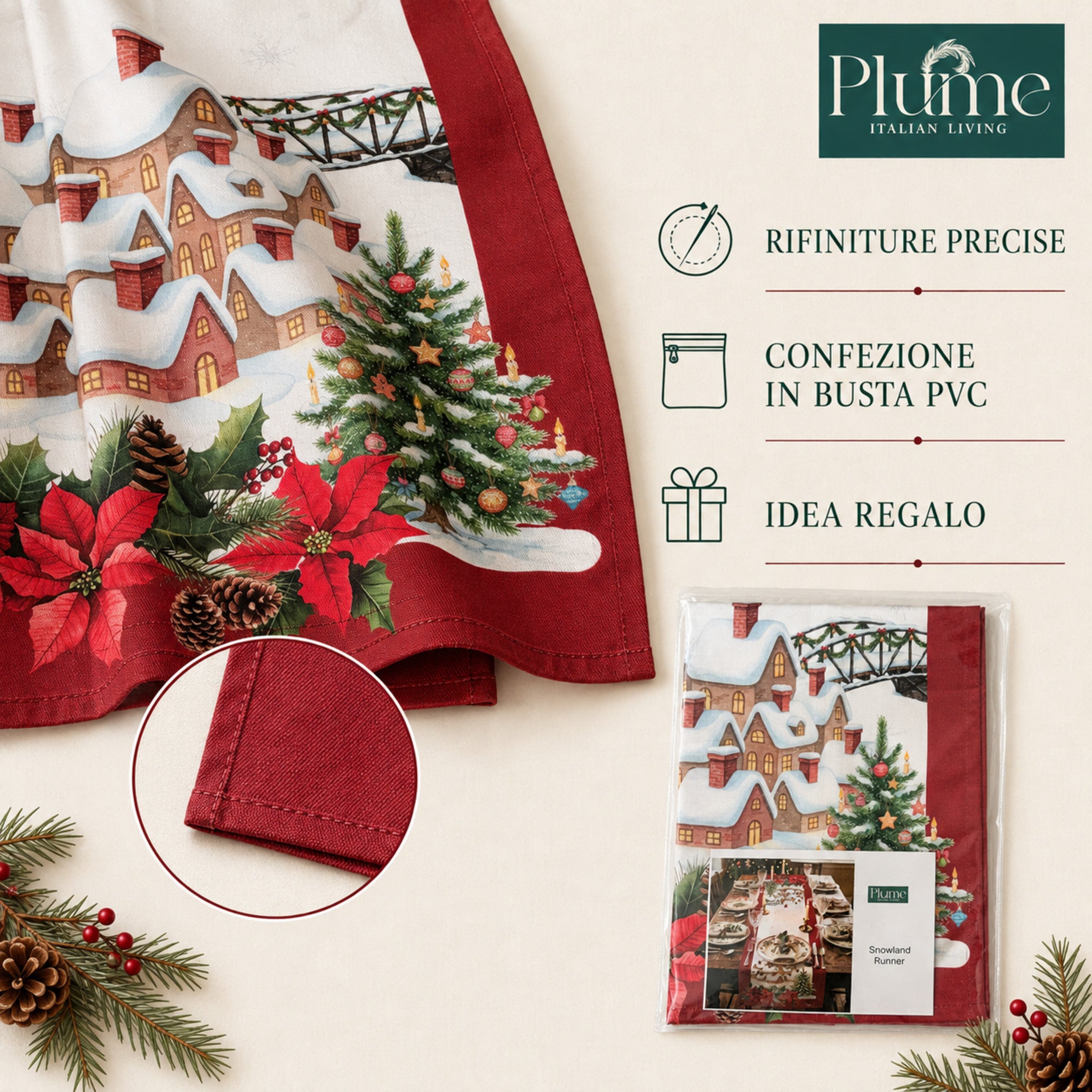 Dettaglio del runner Plume Snowland con rifiniture precise e bordo rosso