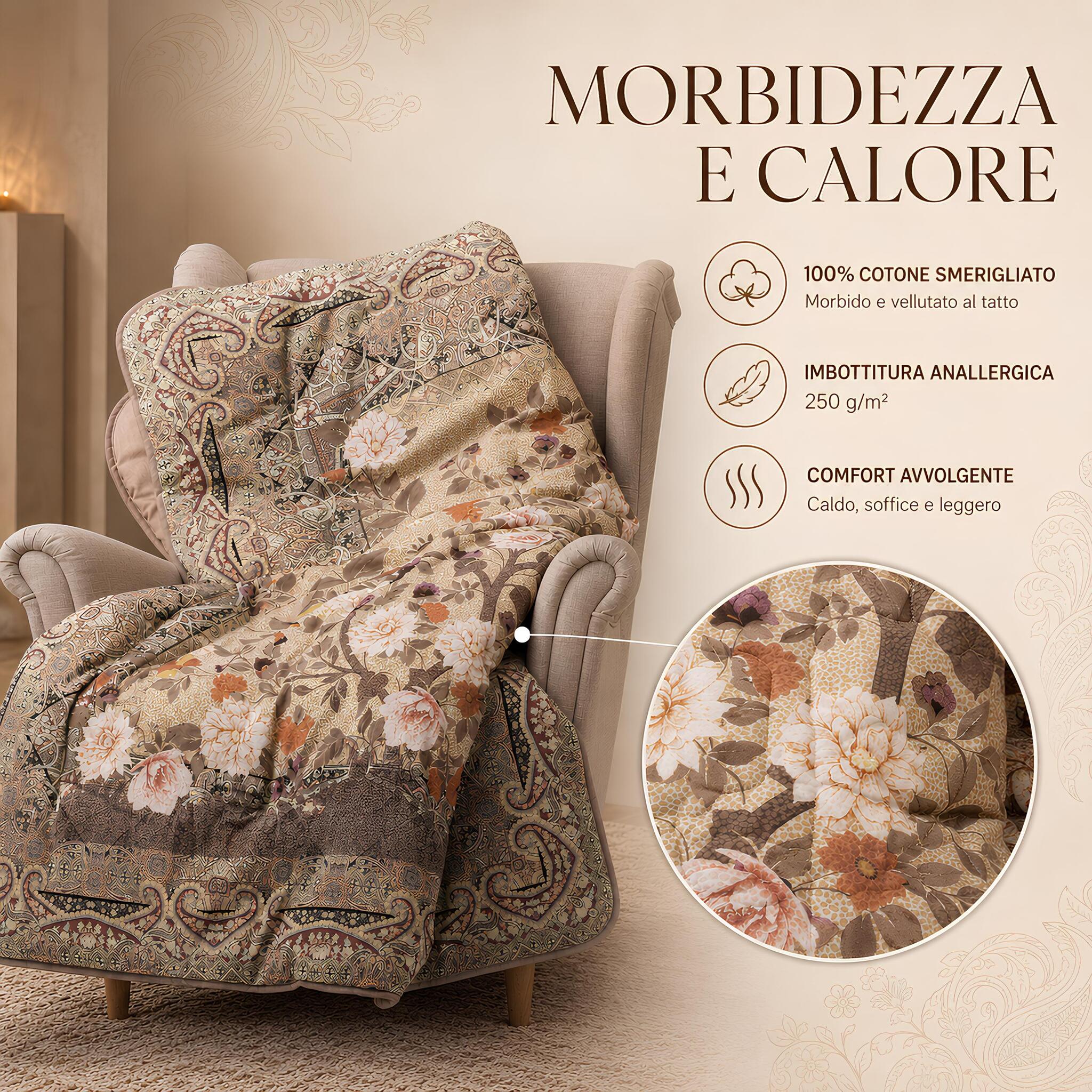 Scaldotto Caleffi Giava in 100% cotone smerigliato con imbottitura anallergica tortora