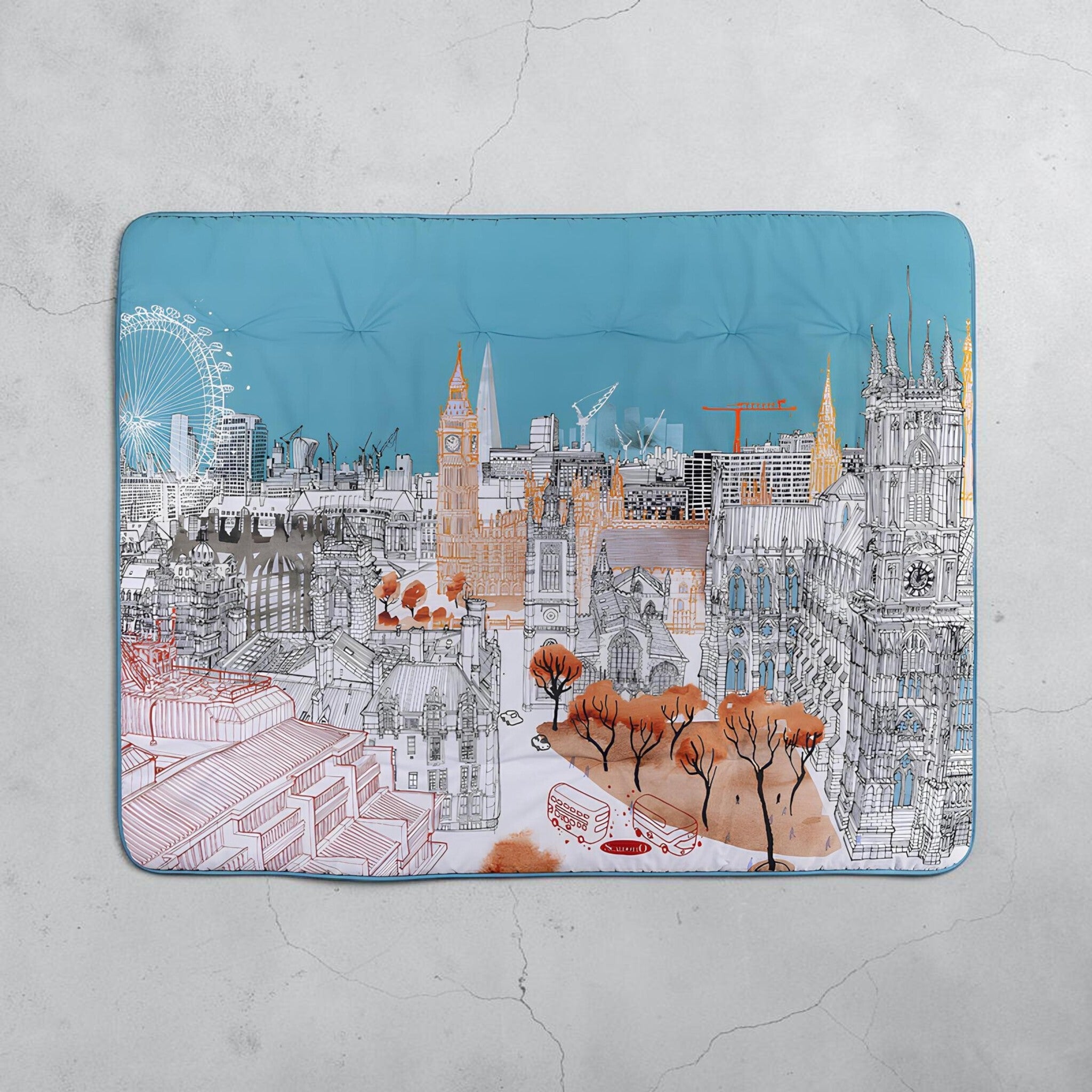 Scaldotto Caleffi London Westminster disteso con illustrazione artistica originale dedicata alla città di Londra