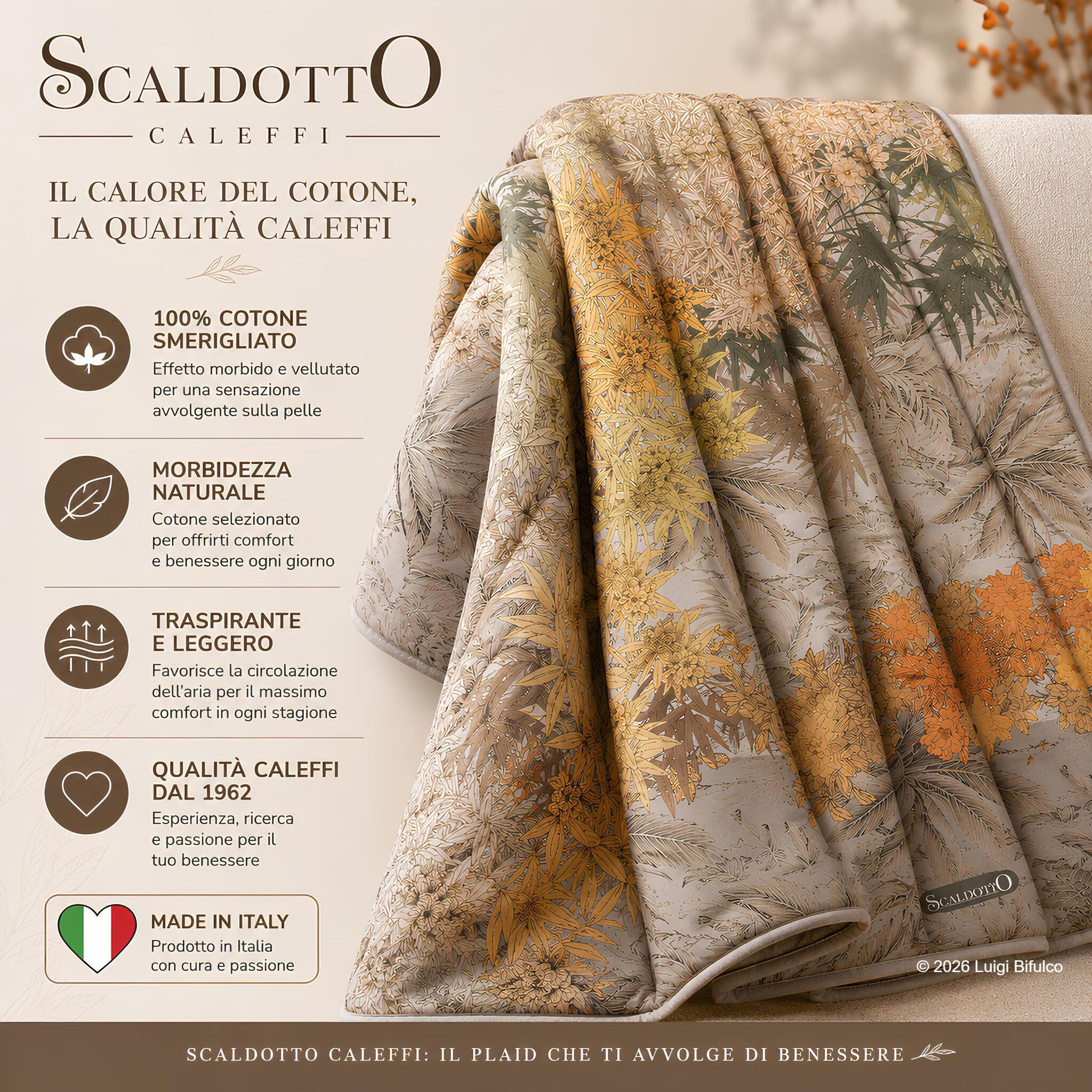 Scaldotto Caleffi Oasi Naturale in 100% cotone smerigliato morbido, traspirante e Made in Italy
