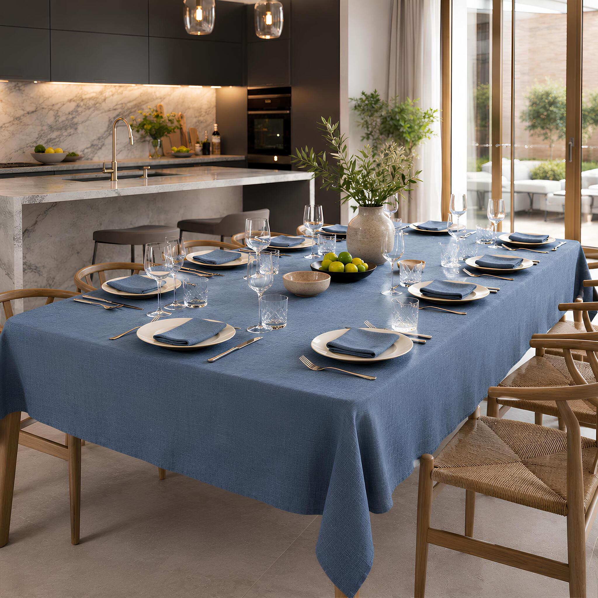 Servizio tavola Rebecca Home Lynne denim in puro lino 12 posti