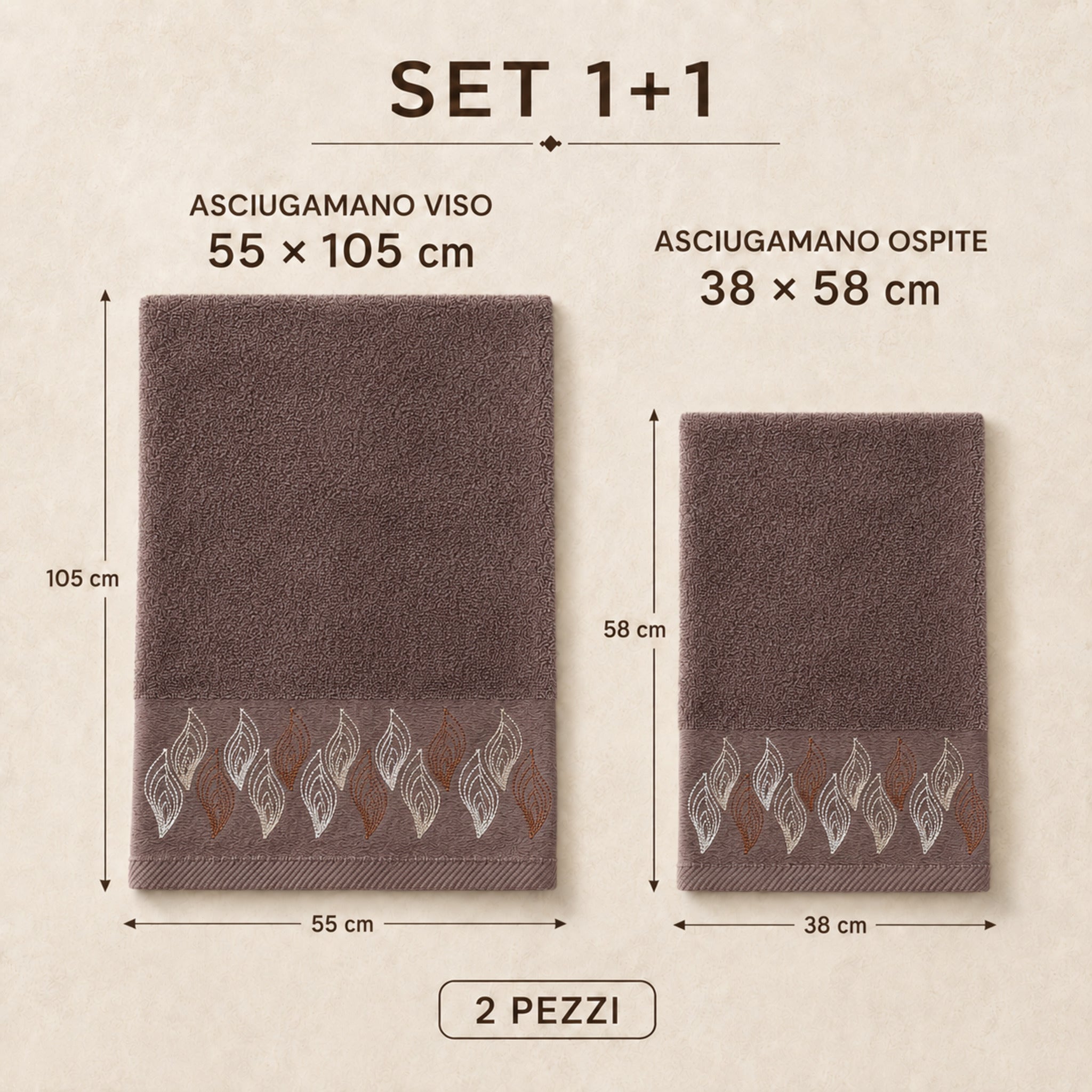 Set Versilia Cioccolato con asciugamano viso 55 × 105 cm e ospite 38 × 58 cm