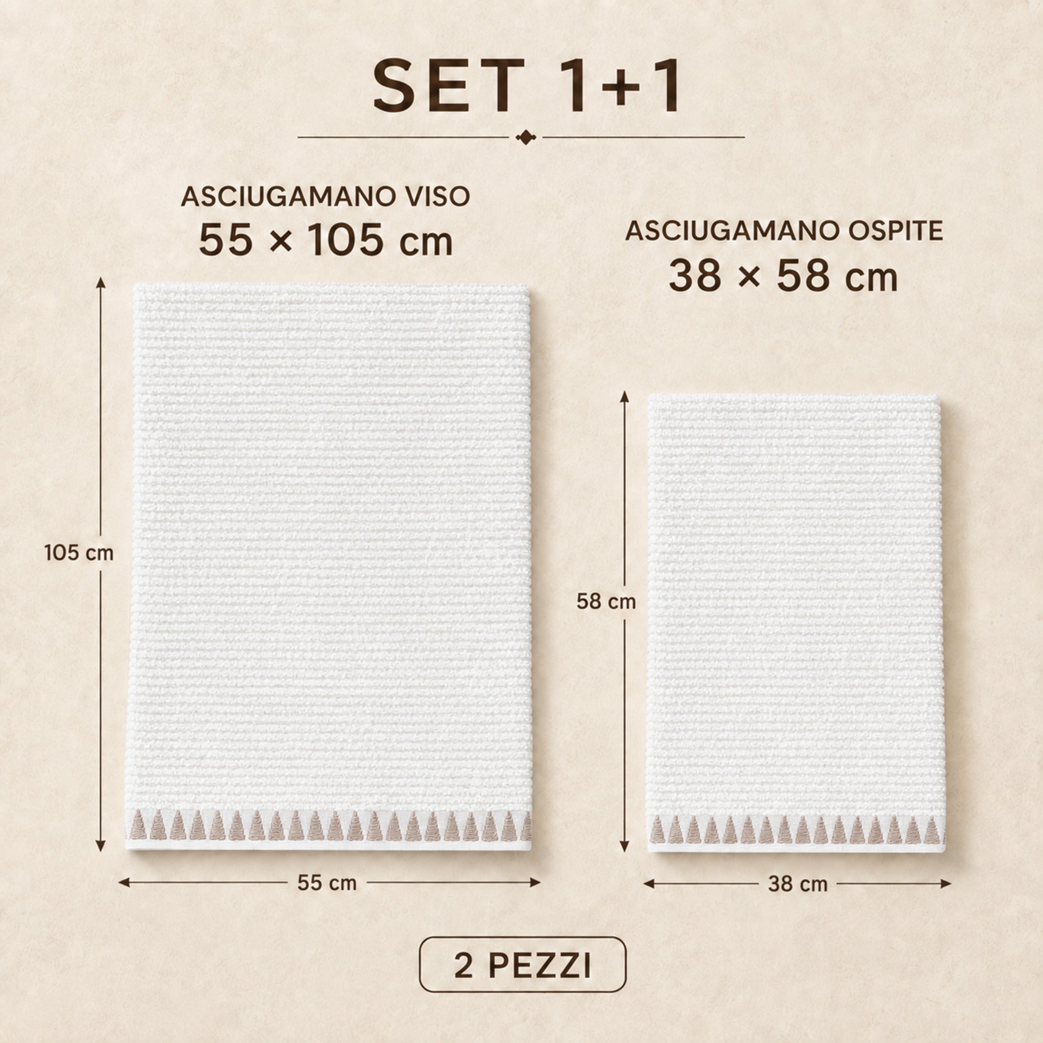 Set 1+1 Maison Sucrée Brera con asciugamano viso 55x105 cm e ospite 38x58 cm