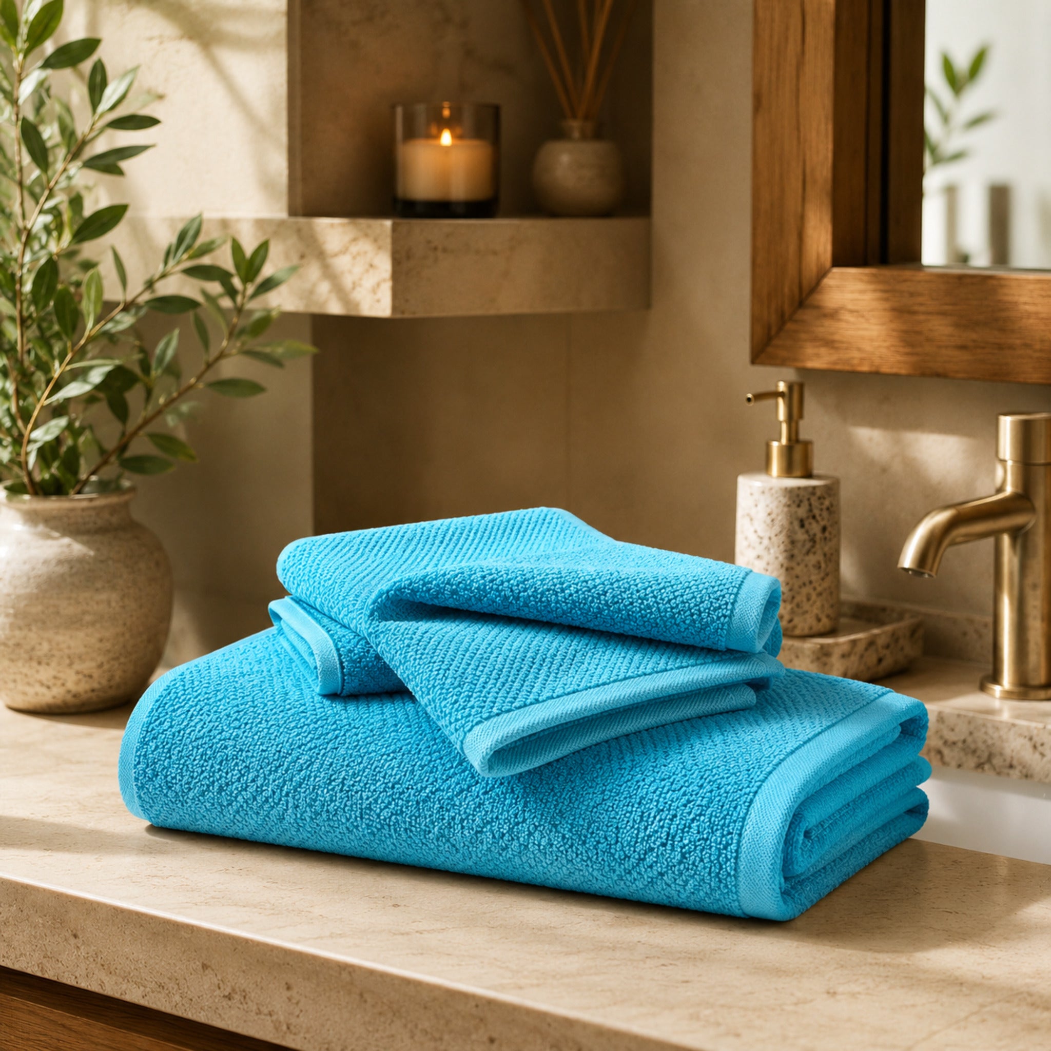 Set asciugamani Maison Sucrée Pepe acqua in 100% cotone 450 GSM