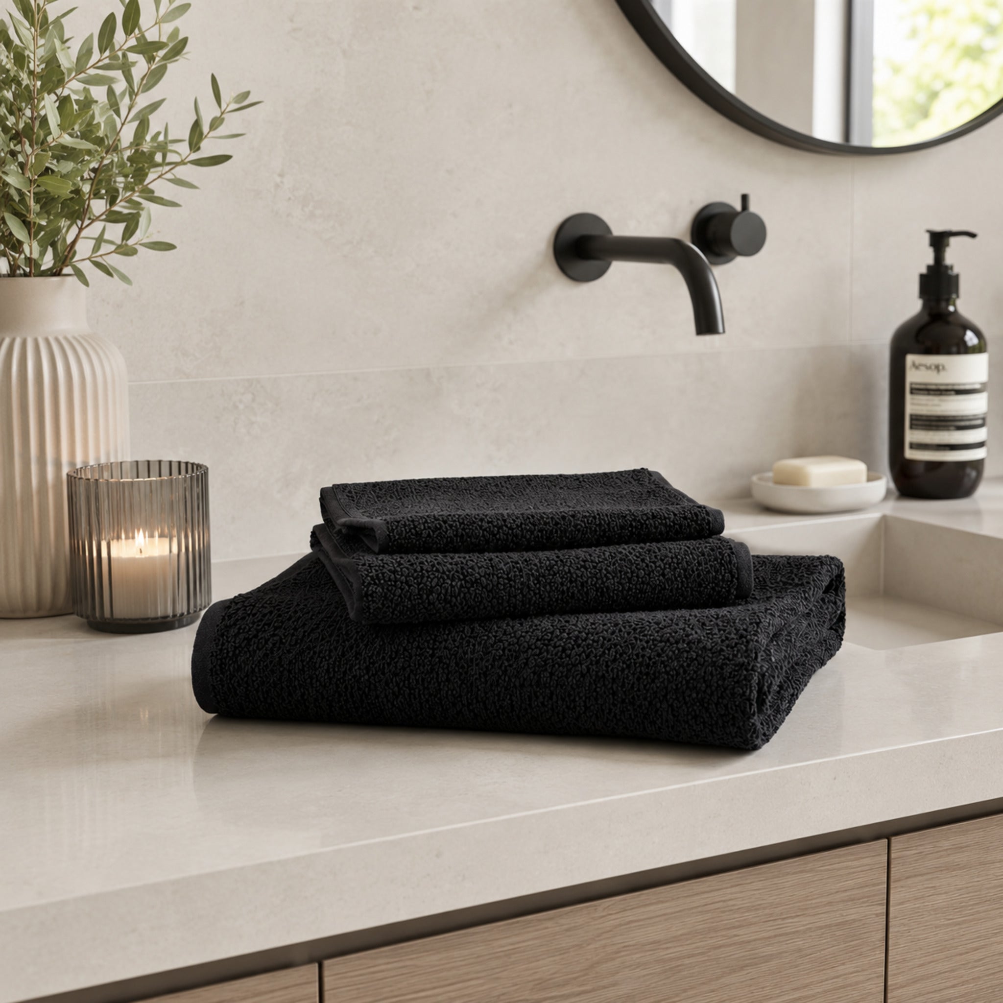 Set asciugamani Maison Sucrée Pepe nero in 100% cotone 450 GSM