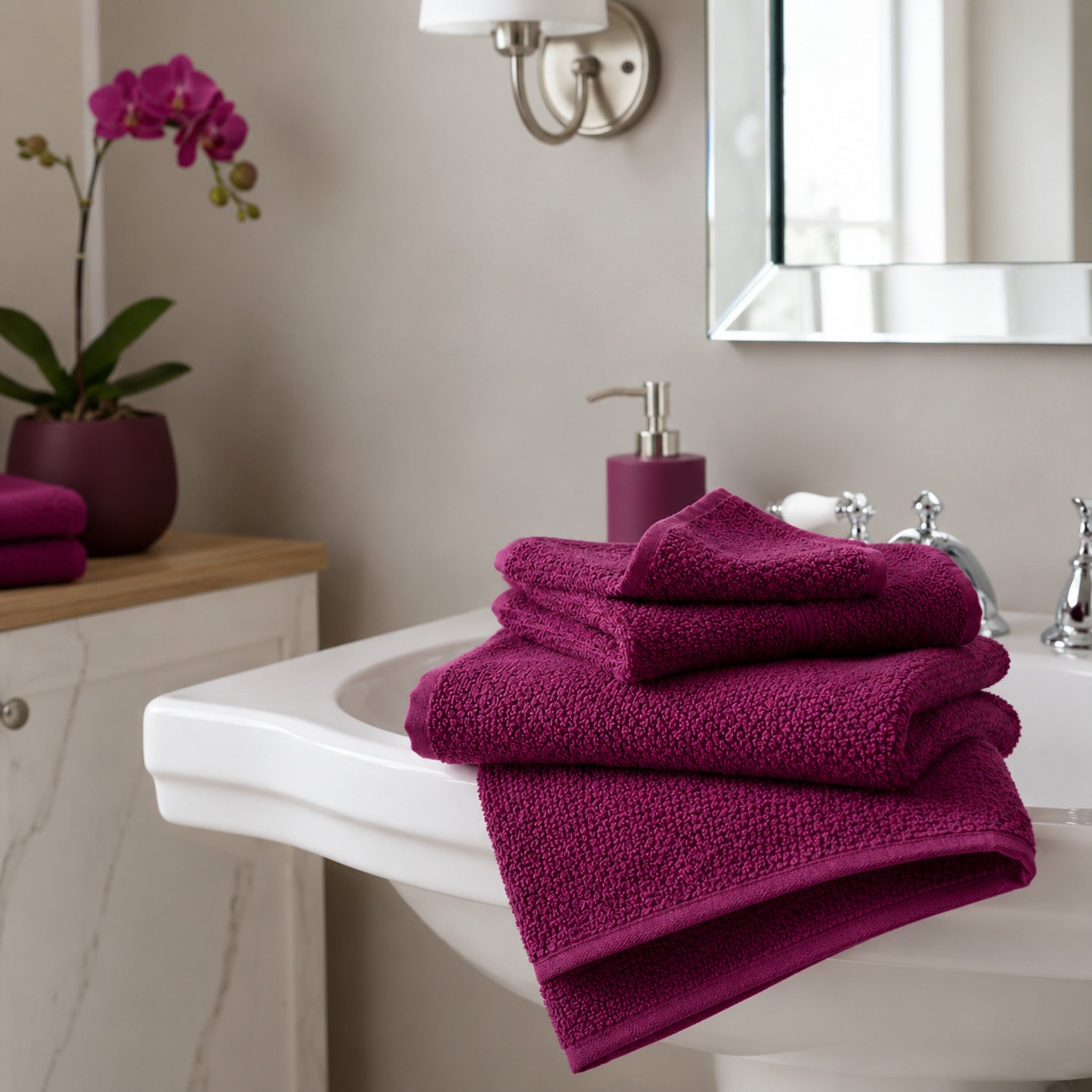 Set asciugamani Maison Sucrée Pepe prugna in 100% cotone 450 GSM