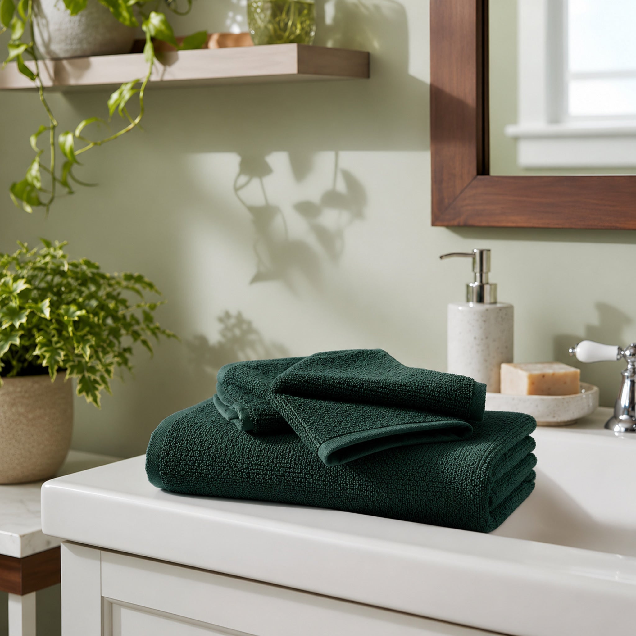 Set asciugamani Maison Sucrée Pepe verde in 100% cotone 450 GSM
