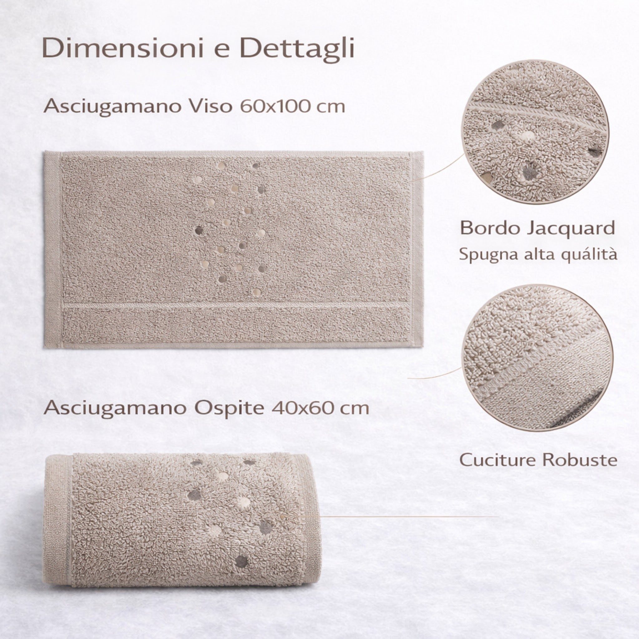 Dimensioni asciugamani viso 60x100 ospite 40x60 cotone