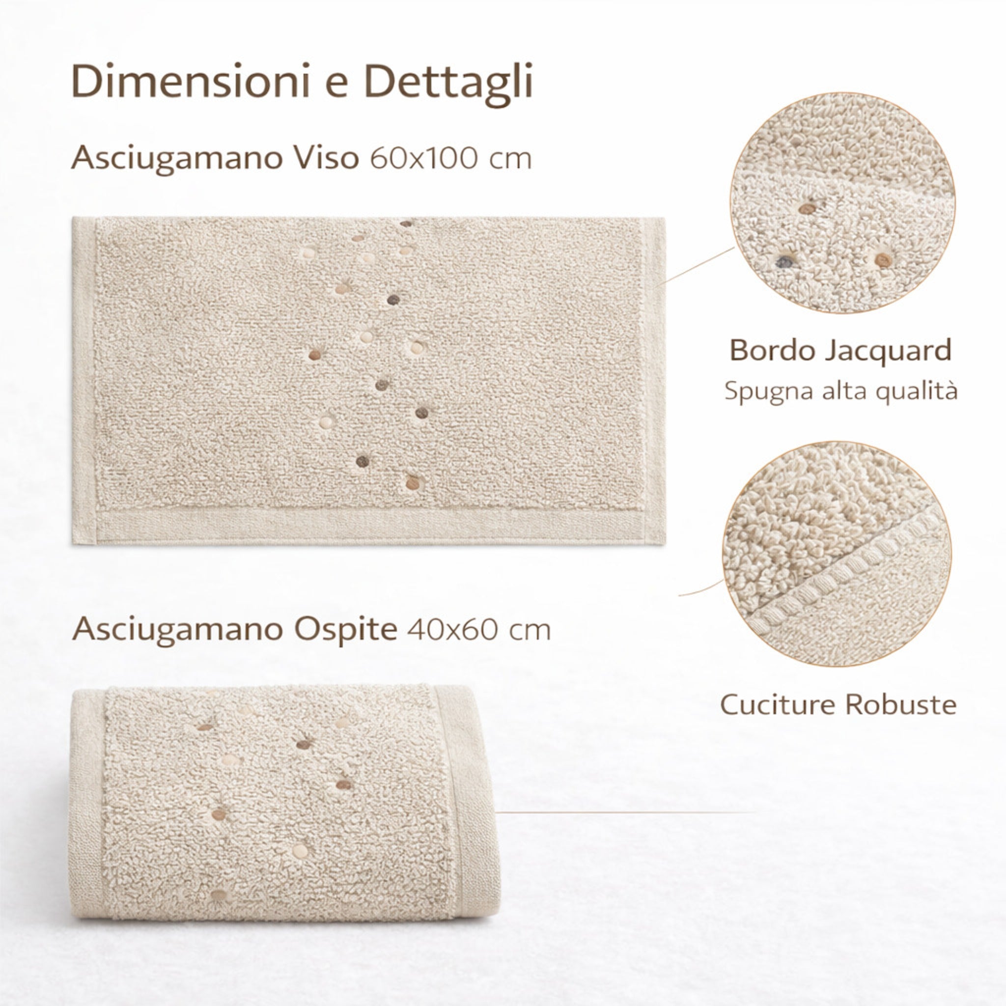 Dimensioni asciugamani viso 60x100 ospite 40x60 cm