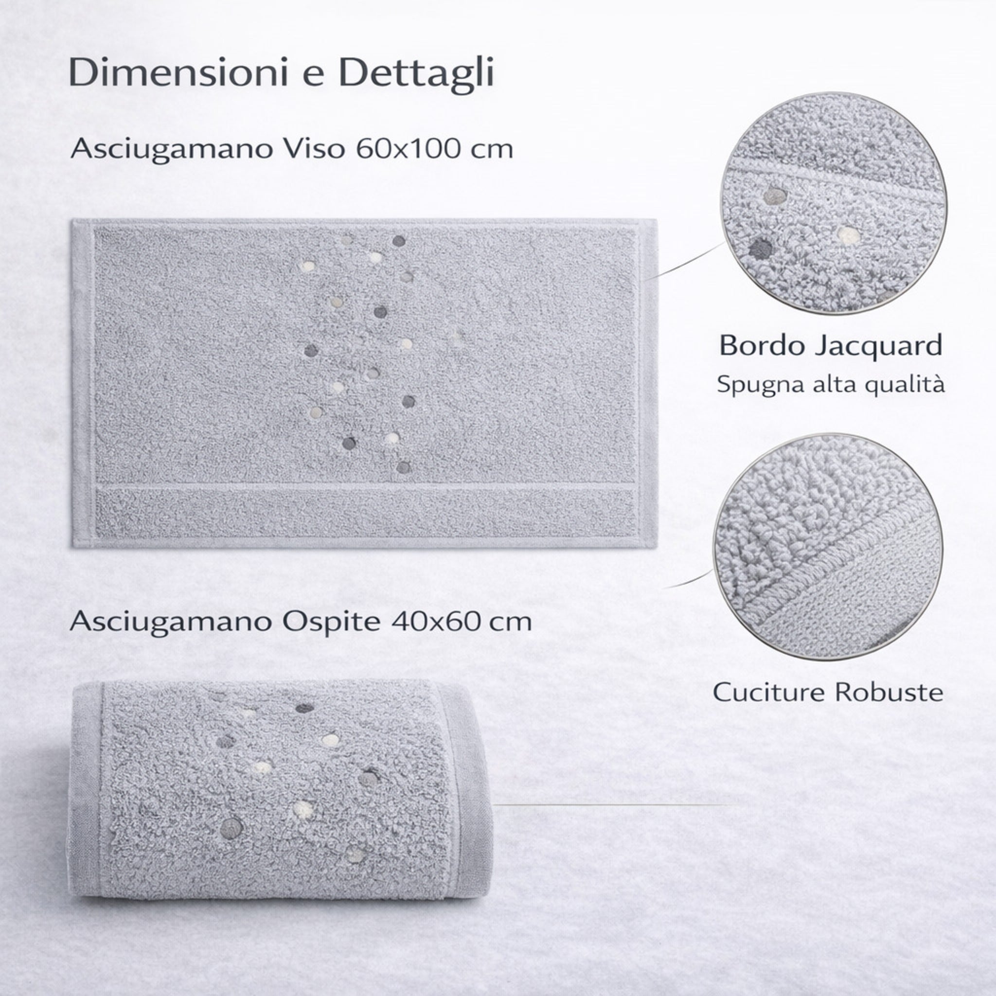 Dimensioni asciugamani viso 60x100 ospite 40x60 cm