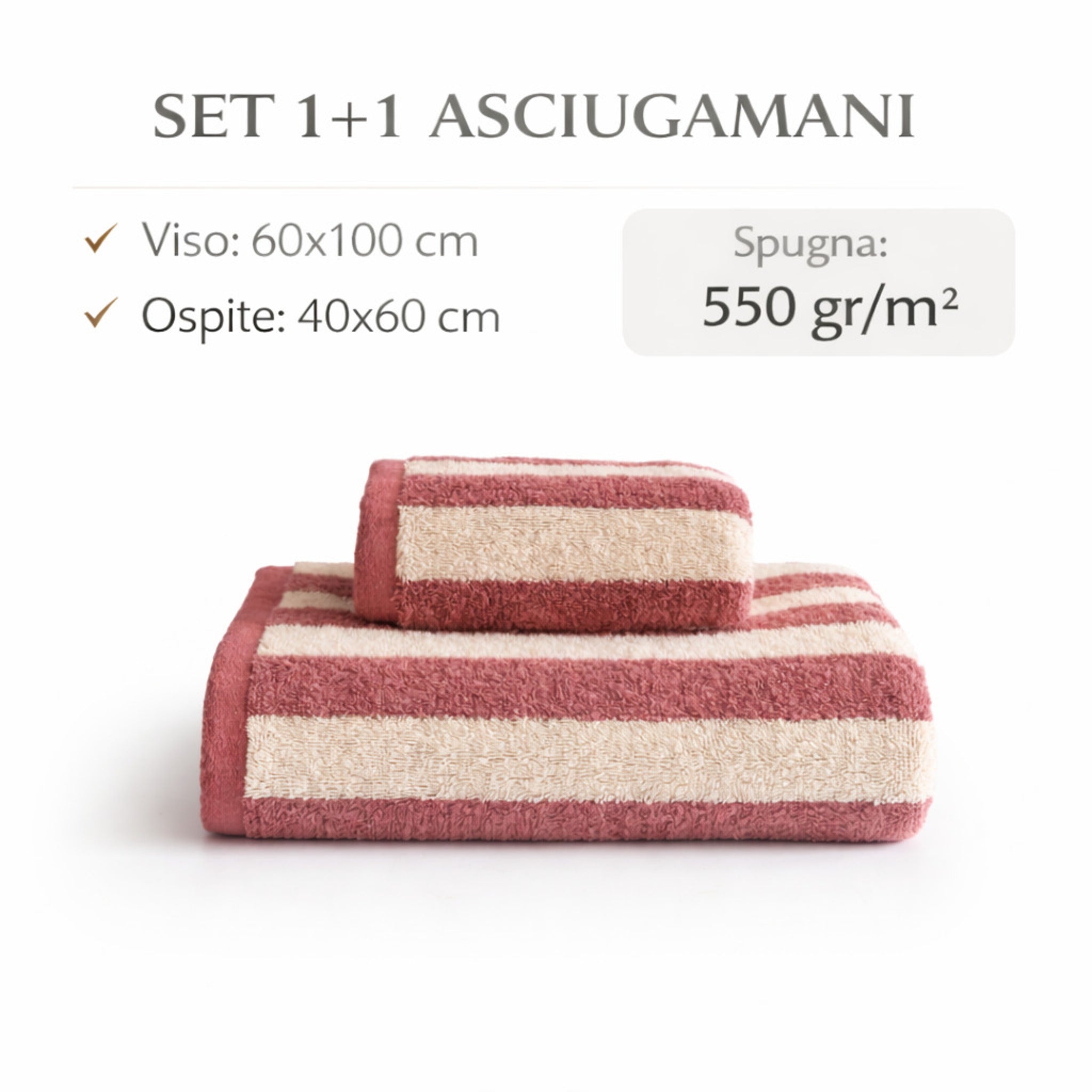 Dimensioni asciugamani viso 60x100 ospite 40x60 cm