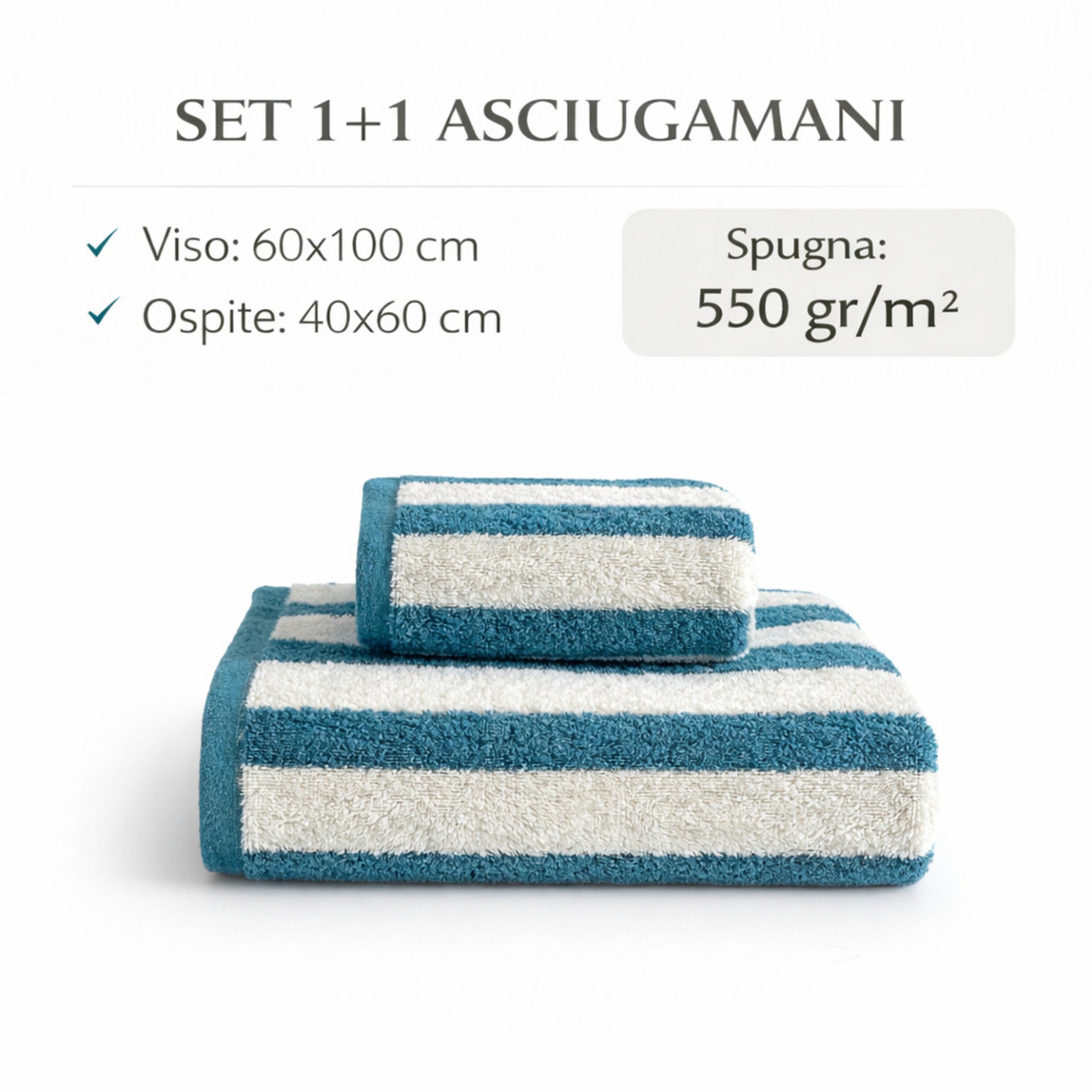 Dimensioni asciugamani viso 60x100 ospite 40x60 cm
