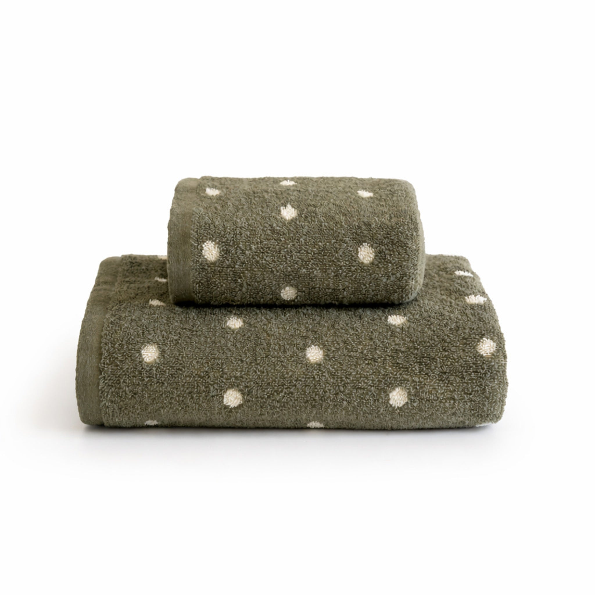 Set asciugamani pois salvia scuro Galizzi San Diego cotone 550 GSM