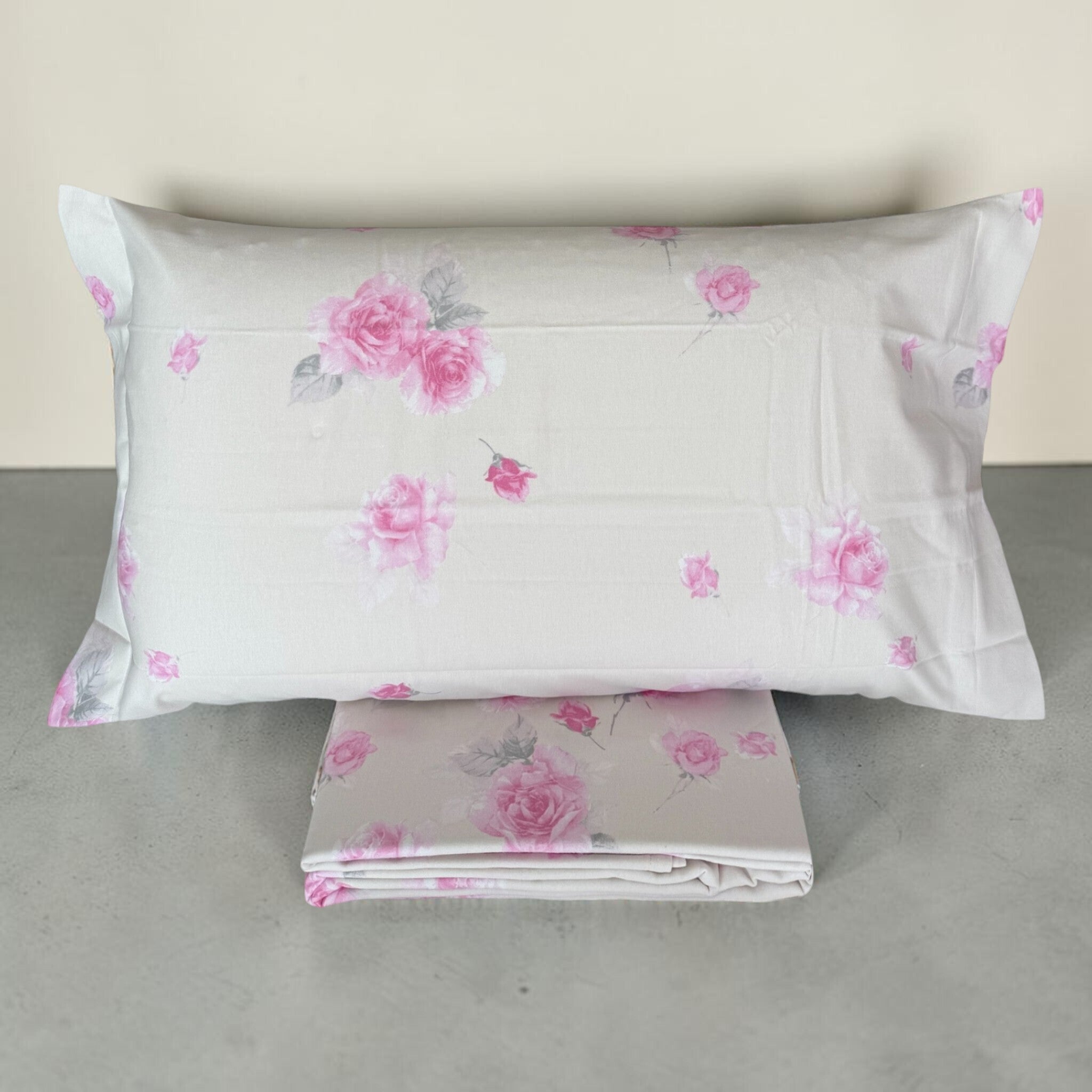 Set Caleffi Floral Style con lenzuola floreali e federa a due volant